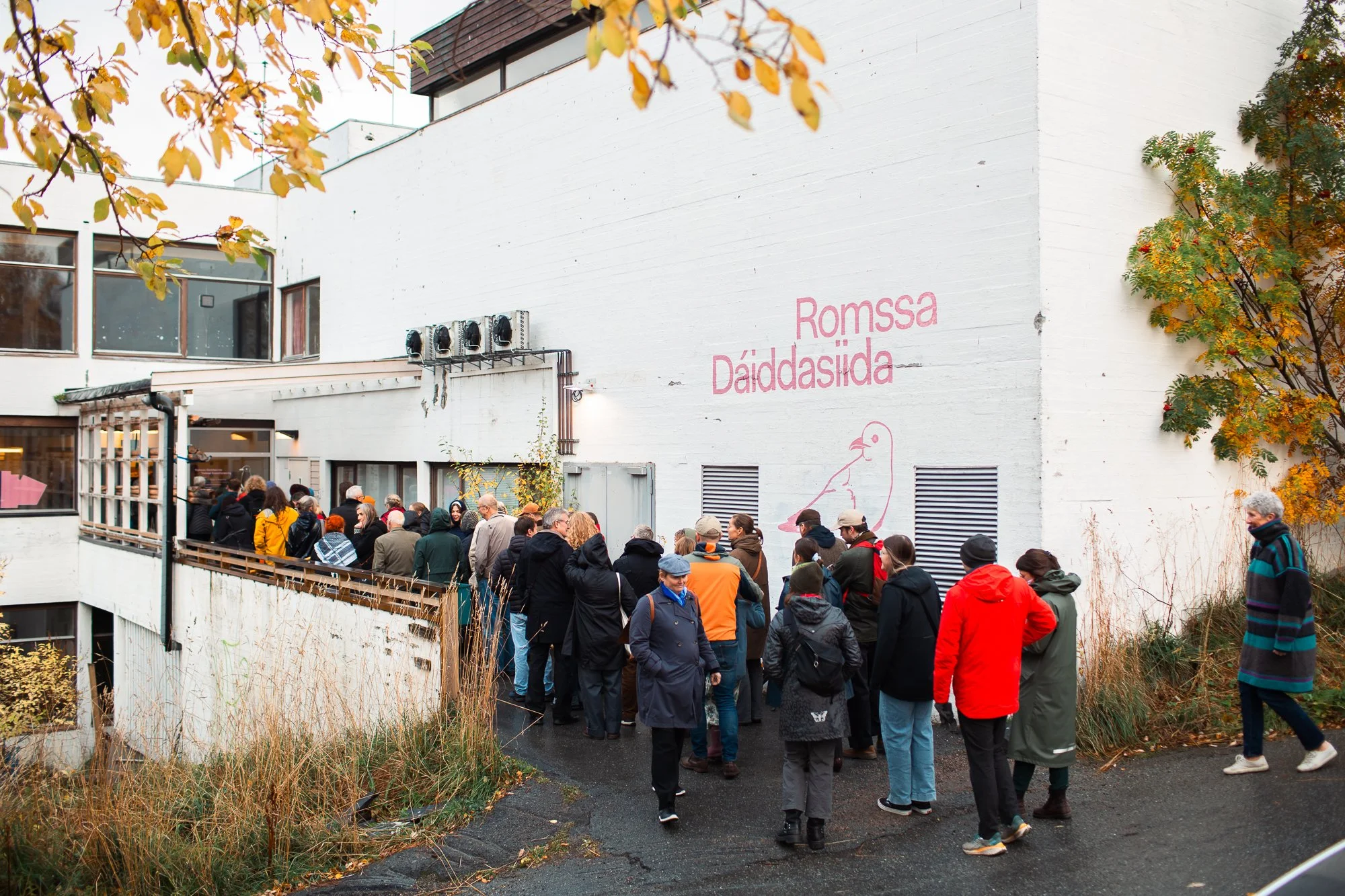  From the opening of the anniversary exhibition  History is the dream of what can be  at Tromsø Kunstforening’s temporary location Hvilhaug. Photo: Daniela Toma / Tromsø Kunstforening 