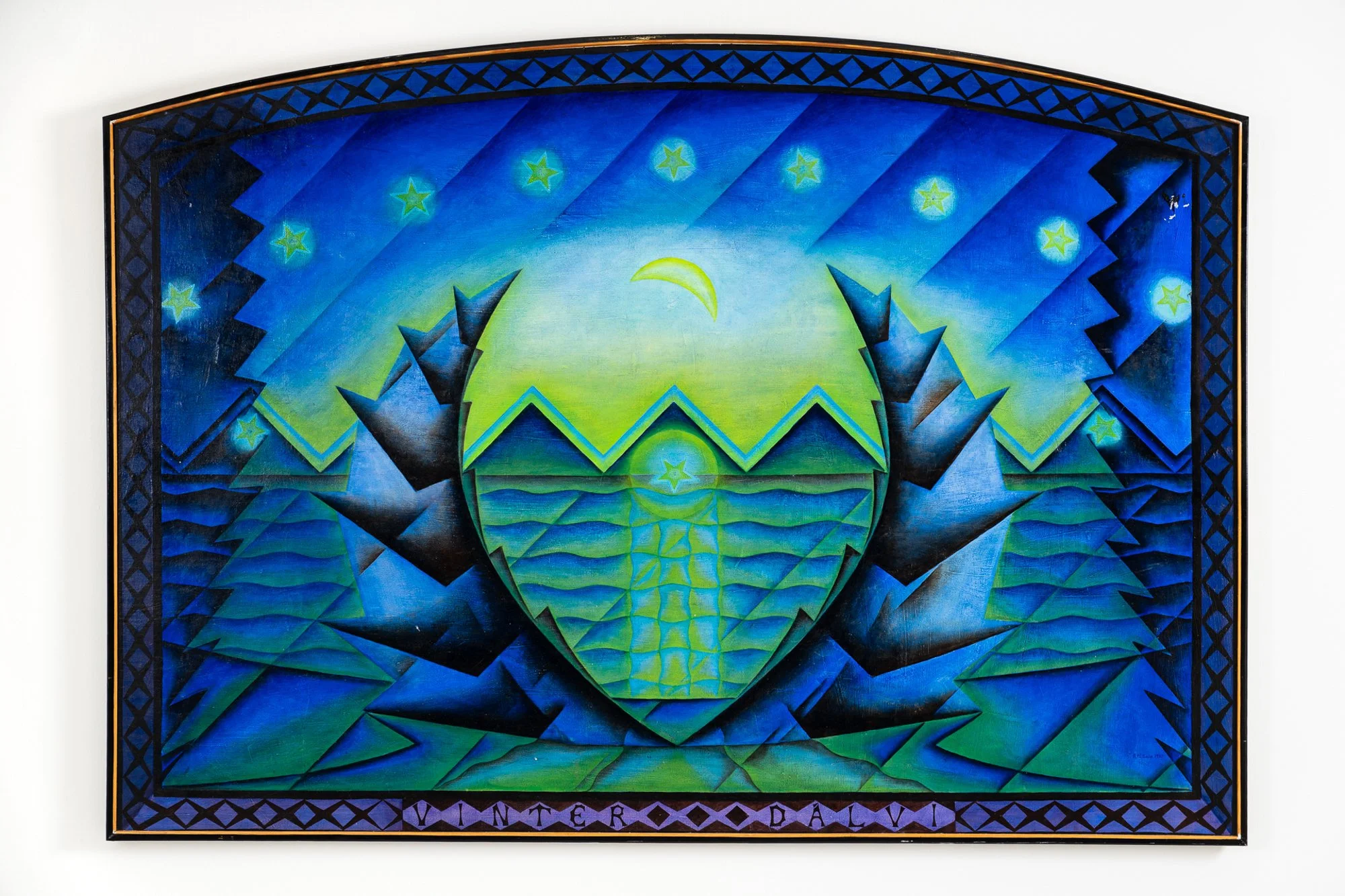  Et av Alf Magne Salos fire oljemalerier i utstillingen  Syv ganger solens farge  hos Nordnorsk Kunstnsersenter. Foto: Kjell Ove Storvik / Nordnorsk kunstnersenter. 