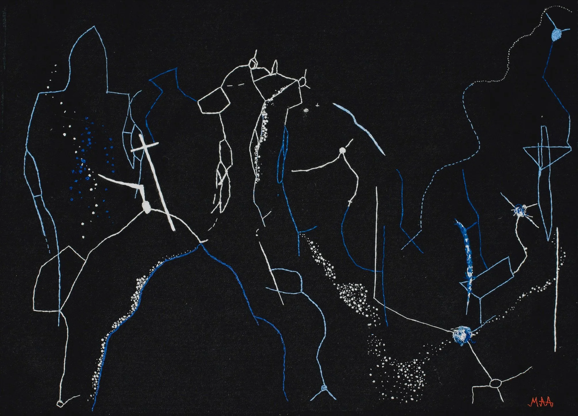  Mutation (2019), handmade embroidery on cotton by Marsil Andjelov Al-Mahamid. Photo: Marsil Andjelov Al-Mahamid. 