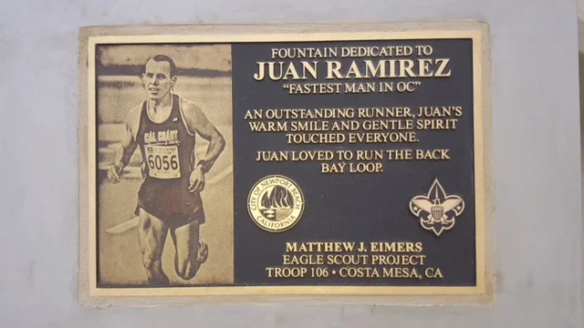 Plaque dedicating Drinking Fountain to Juan.