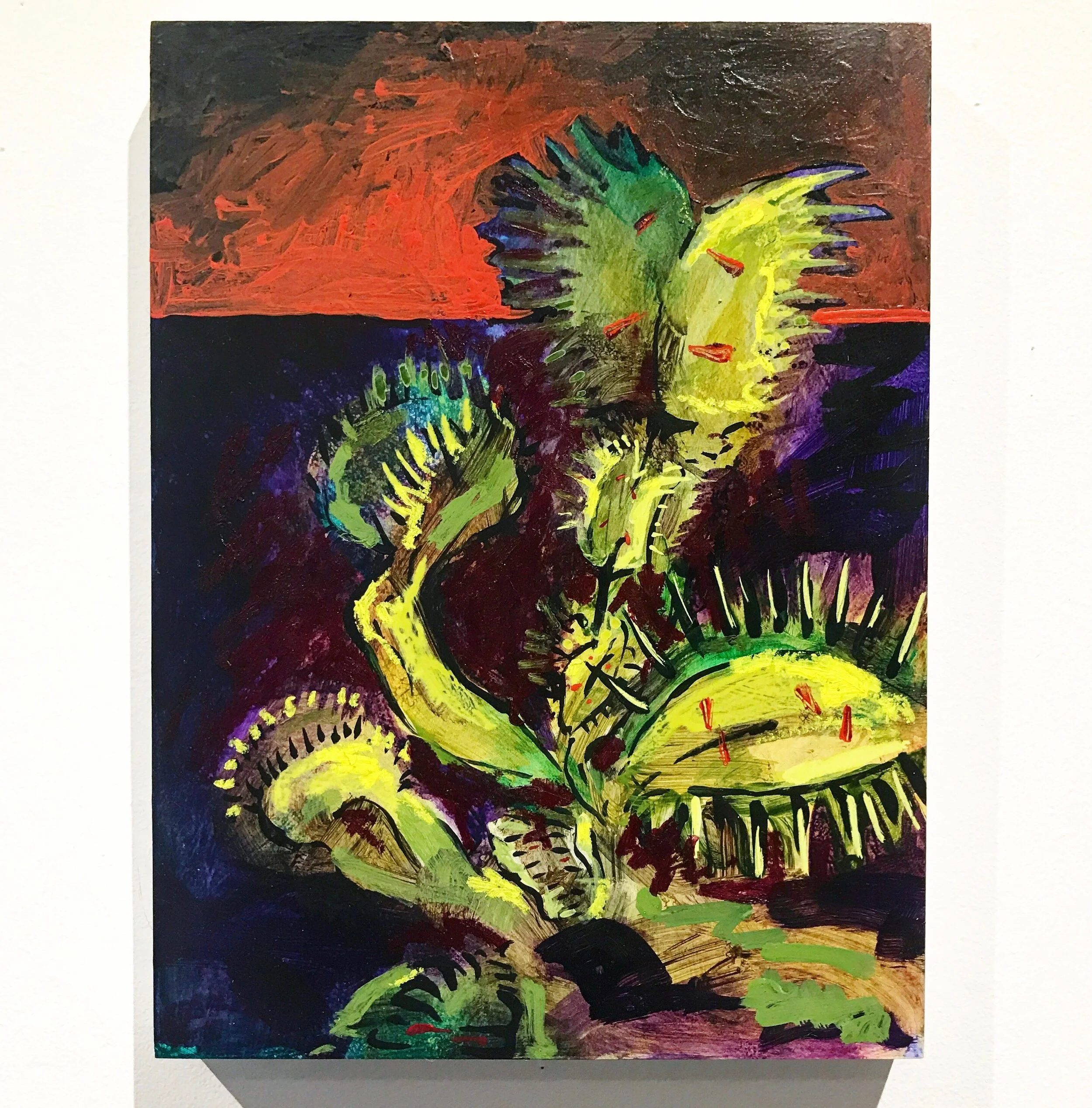 The Lovely Bully , 9”x12”, acrylic and oil pastel on panel, 2019