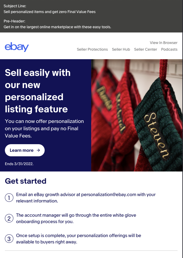 eBay North America Email Campaign 