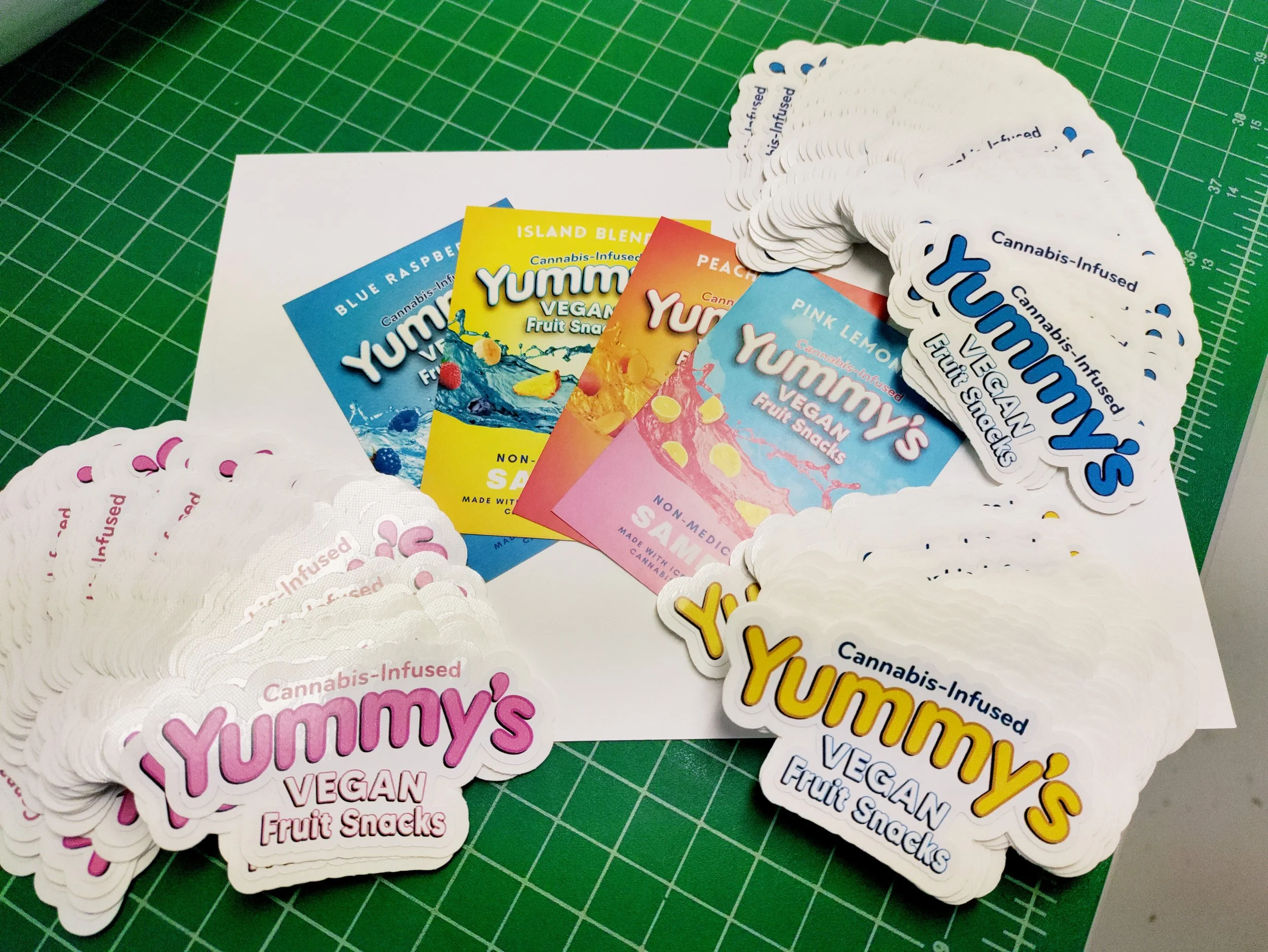  Die cut stickers on adhesive vinyl. 