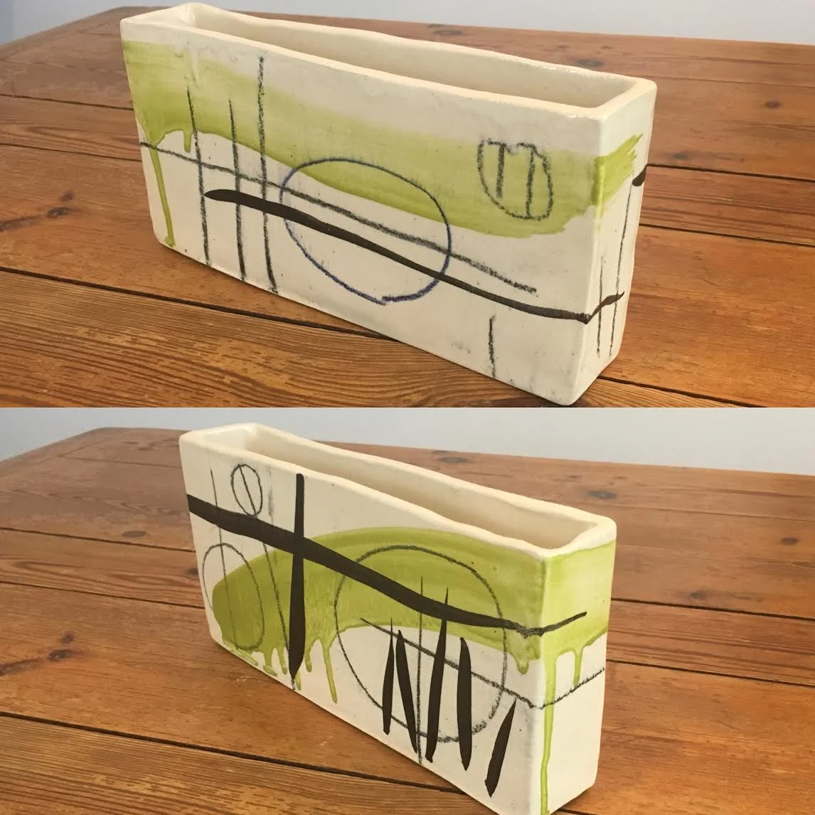 PORCELAIN VESSEL - 7"W X 1.5"D X 4.5"H