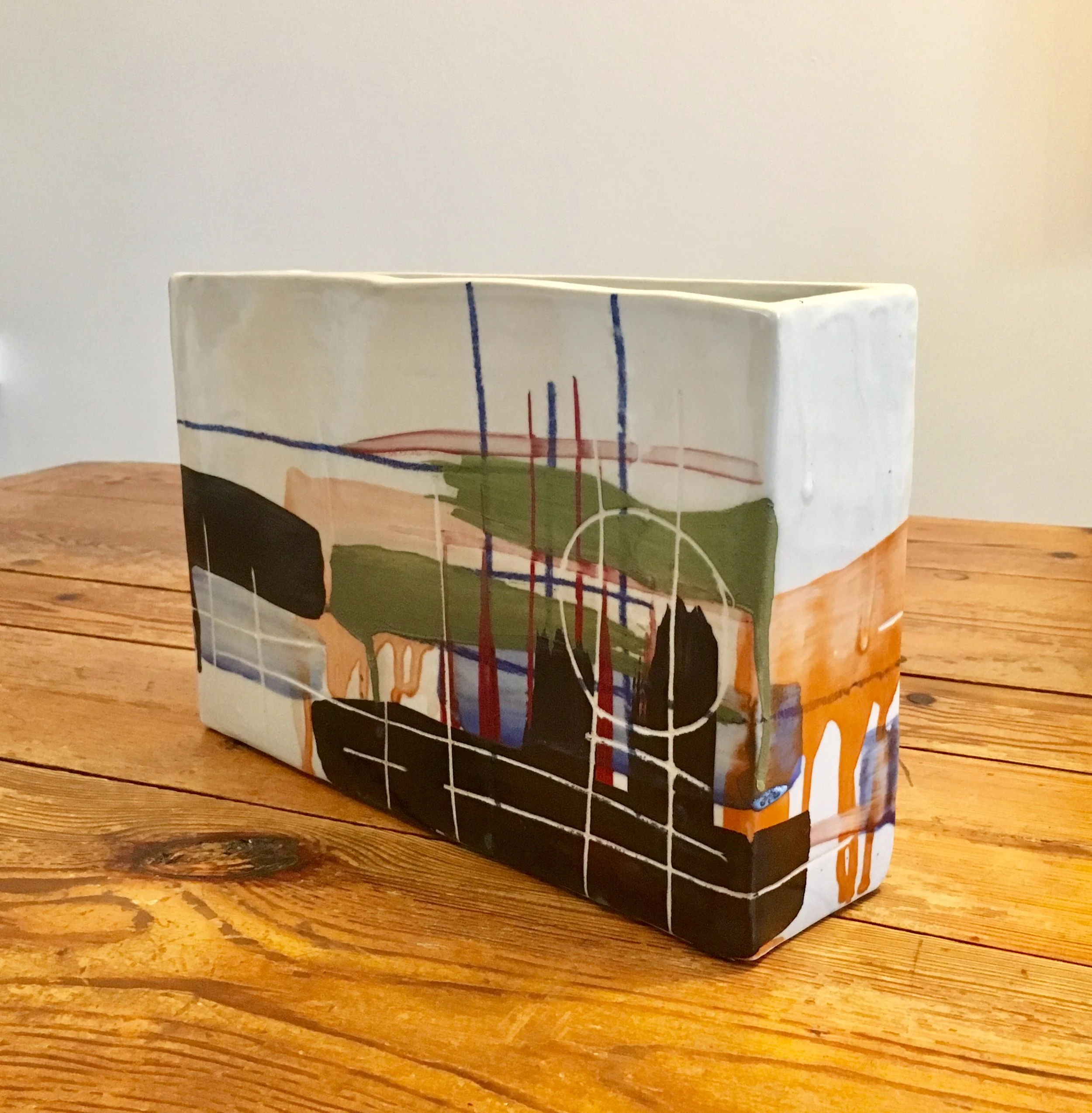 Open Vessel - hand-build slab porcelain - 11" X 2.5" X 8"