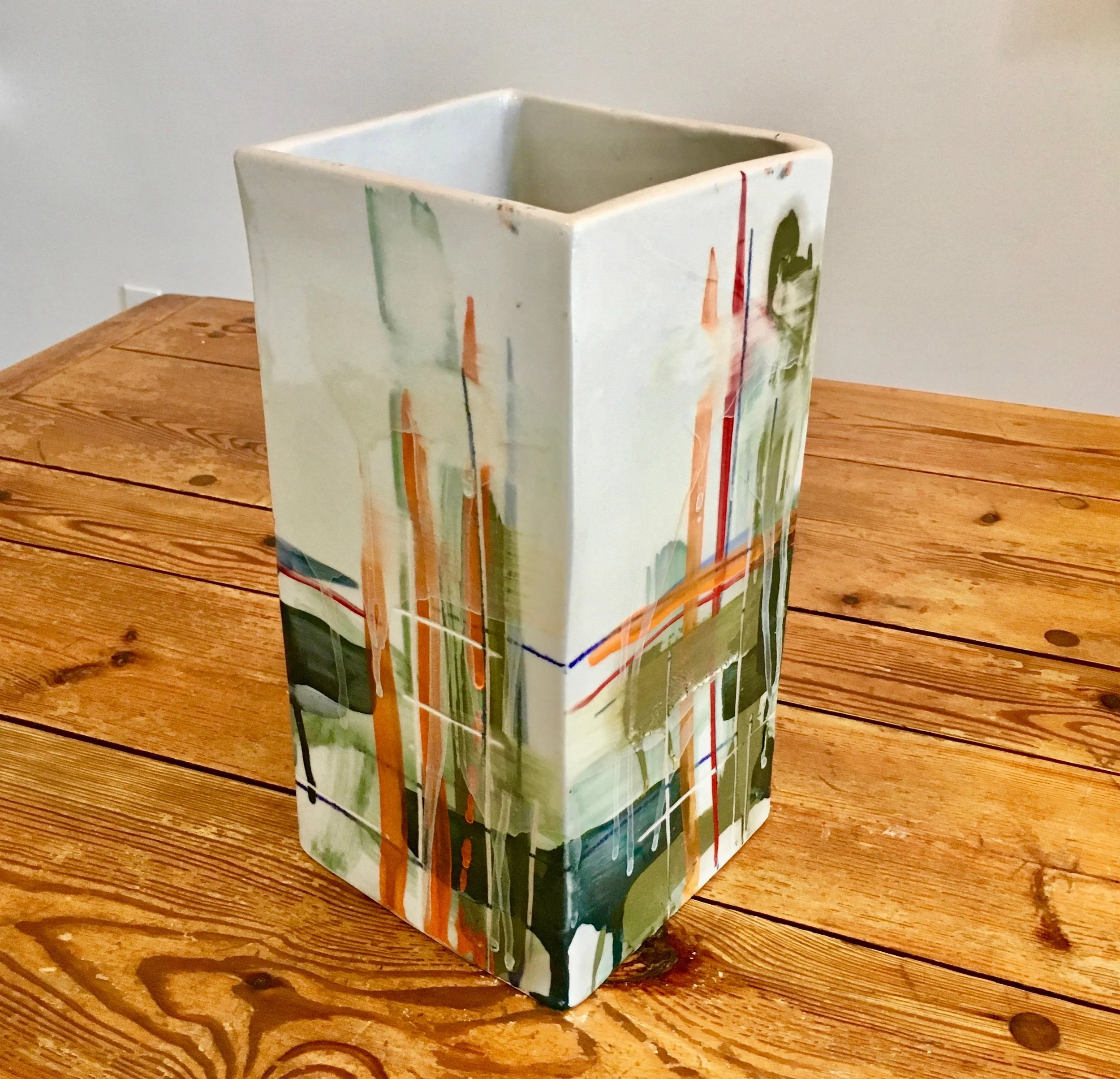 HAND-BUILT PORCELAIN VESSEL - 5" X 5" X 11" 