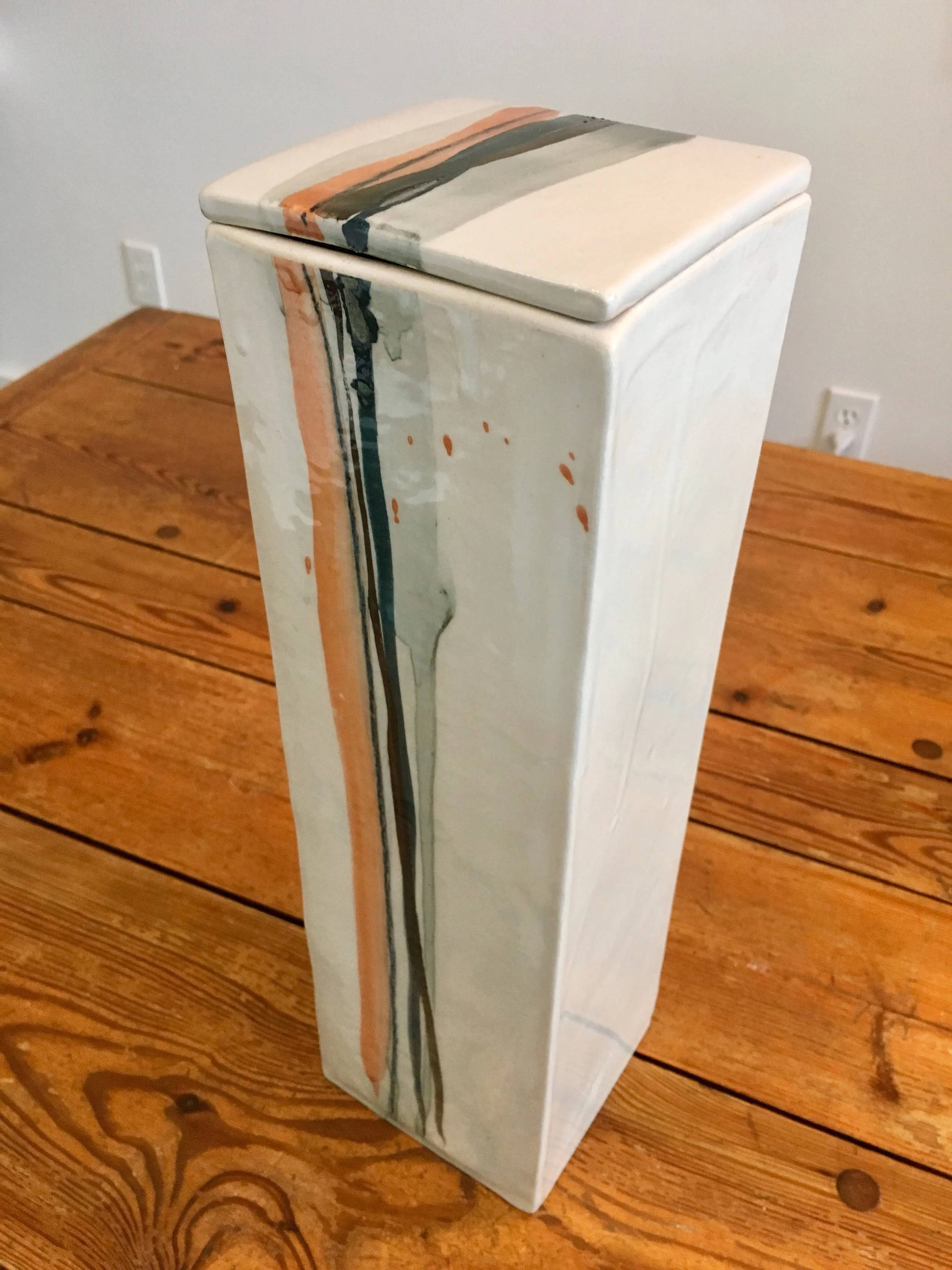 HANDBUILT PORCELAIN BOX - 4"X4"X14"