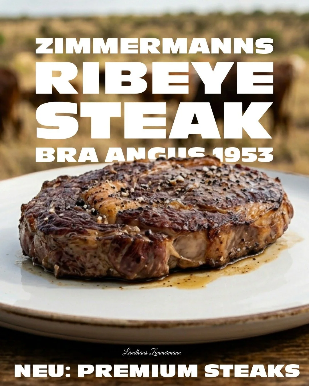 Ribeye Steak - BRA Angus 1953 ca. 300g 
Rindfleisch der Marke 1953 enth&auml;lt edelste Black-Angus-Gene aus den USA und
steht f&uuml;r einen einzigartigen Qualit&auml;tsstandard. Die Aufzucht der ausgew&auml;hlten
Ochsen und F&auml;rsen erfolgt auf 