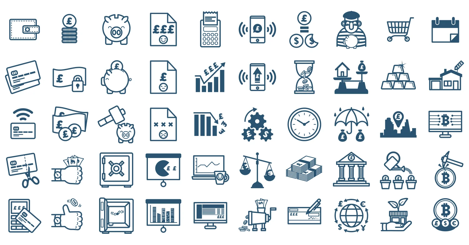 This is a 50 piece icon set based around finance and banking.