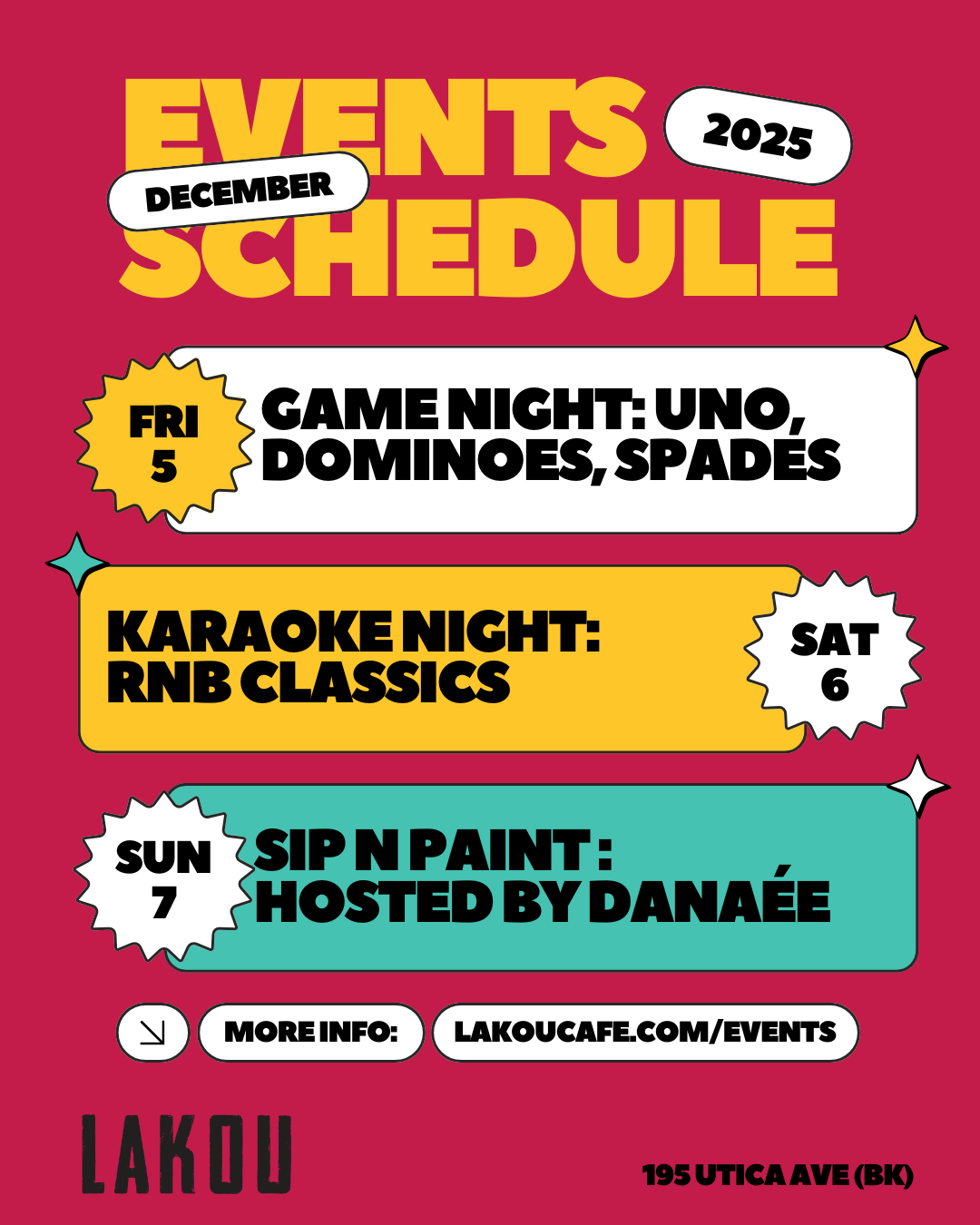 Event Calendar December 5 to 7