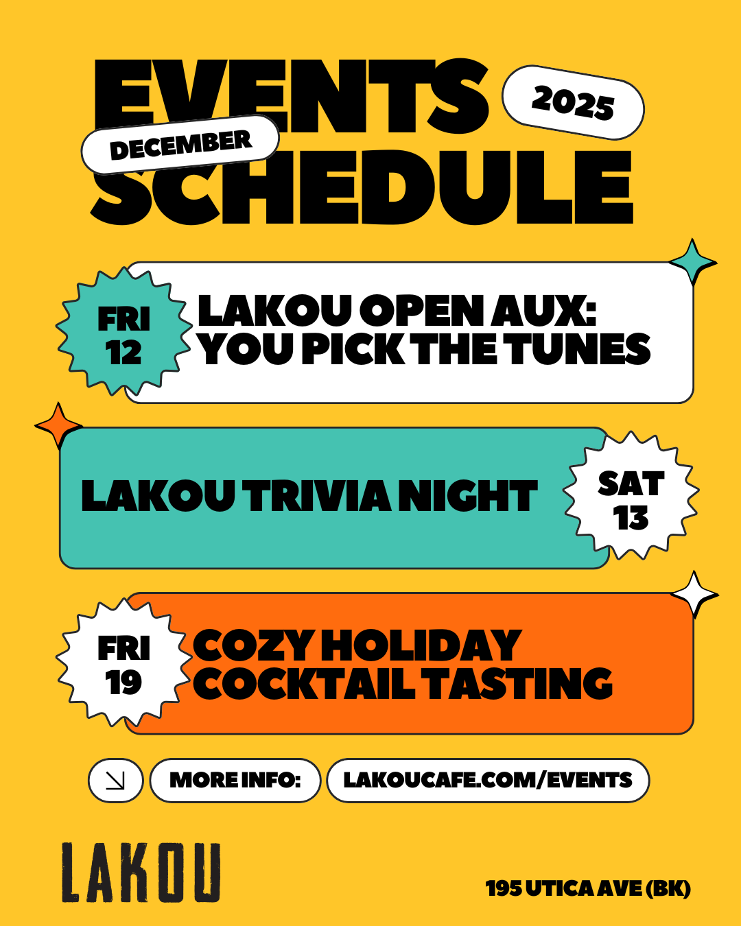 Event Calendar December 12 and 13