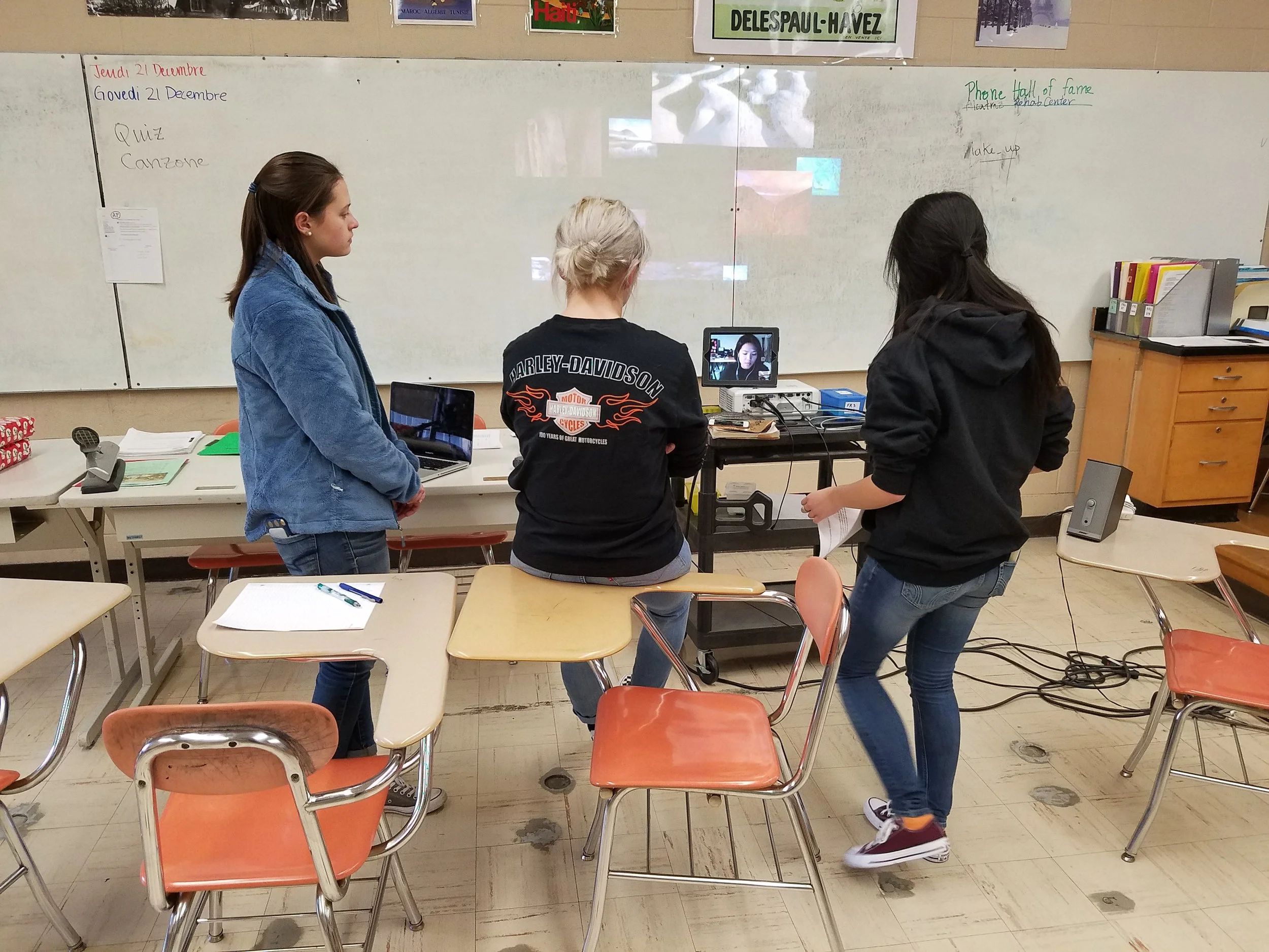 The students skyped with Ms. Tung