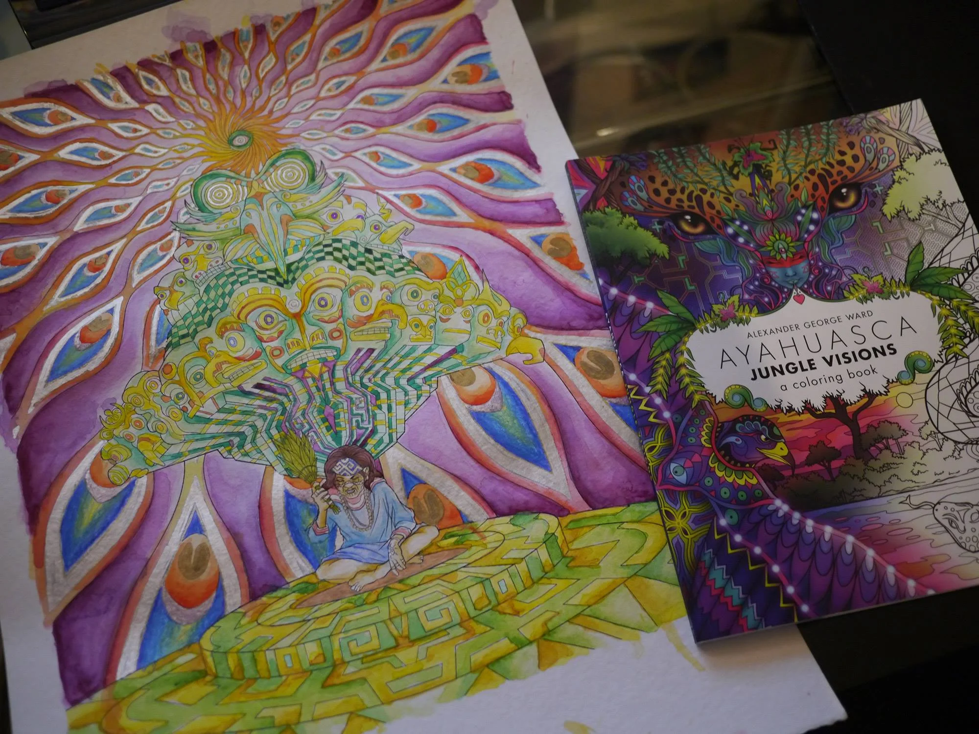 The original painting next to my coloring book.