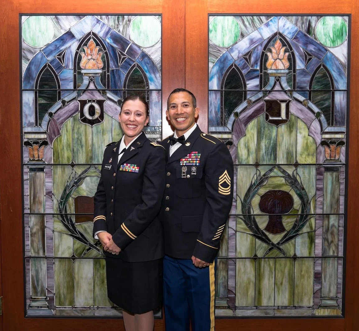 Brandi with her husband SGM Cuevas at a Dining-in for the 8th Medical Brigade at the Grand Lodge of Free and Accepted Masons of the State of New York.