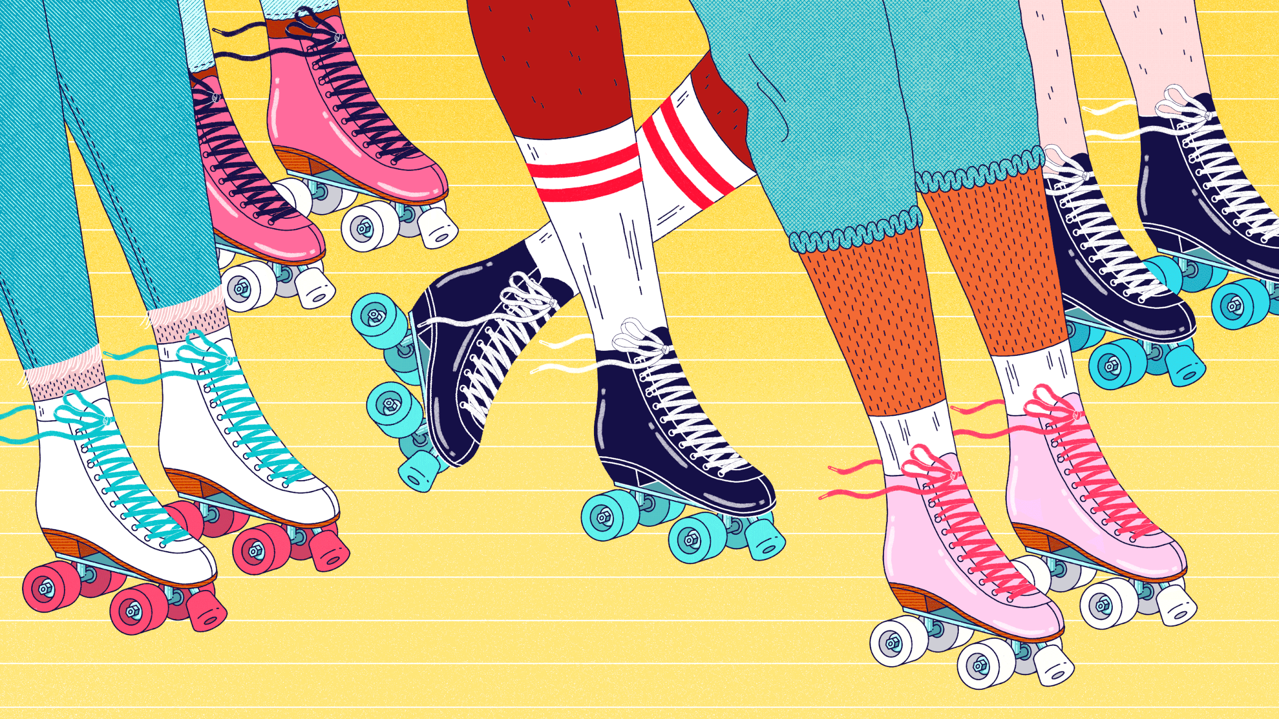   Full story:  Roller skating feels a lot like love, and falling is just part of the process   Illustration: Josie Norton for NPR  