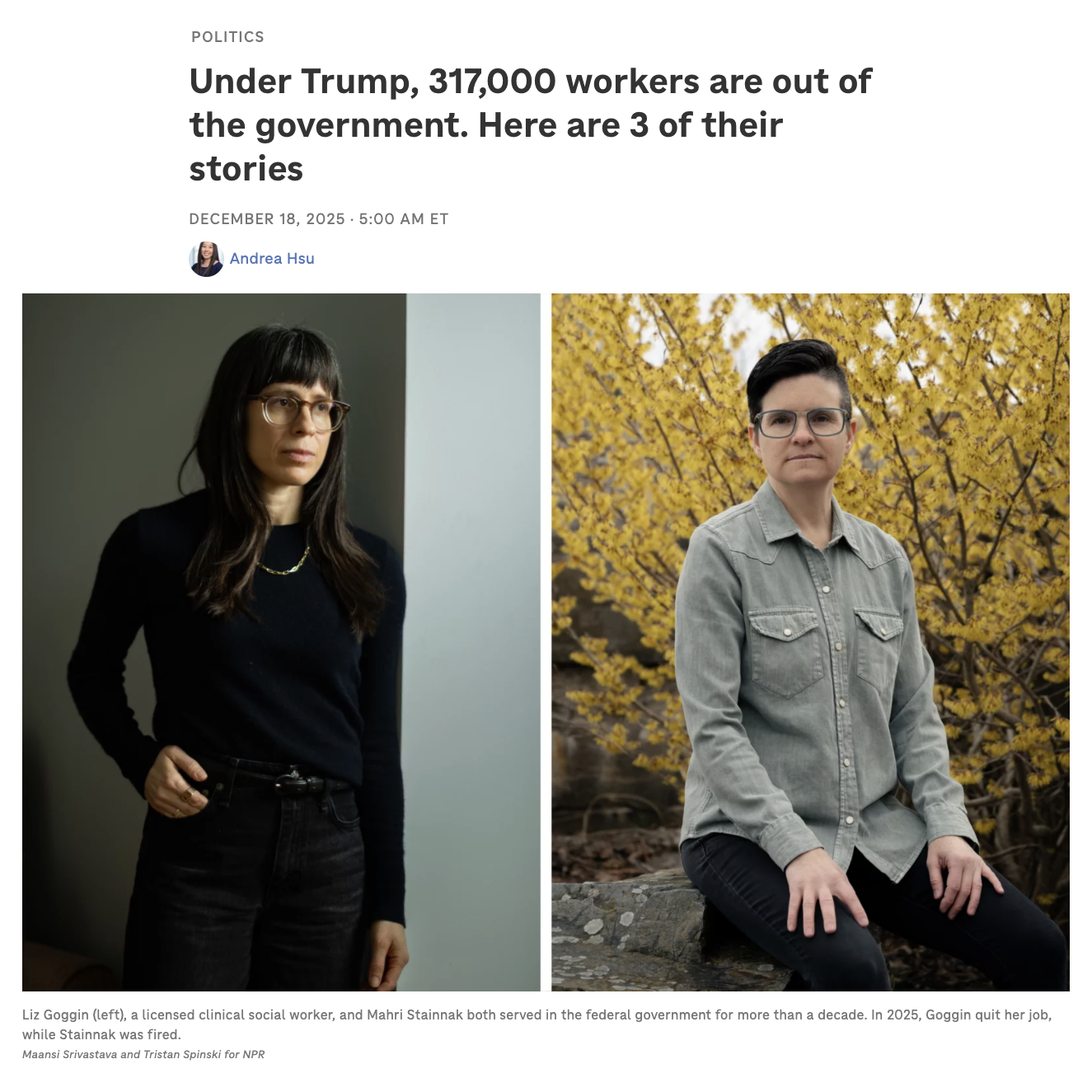   Full story    Photography: Maansi Srivastava and Tristan Spinski for NPR  