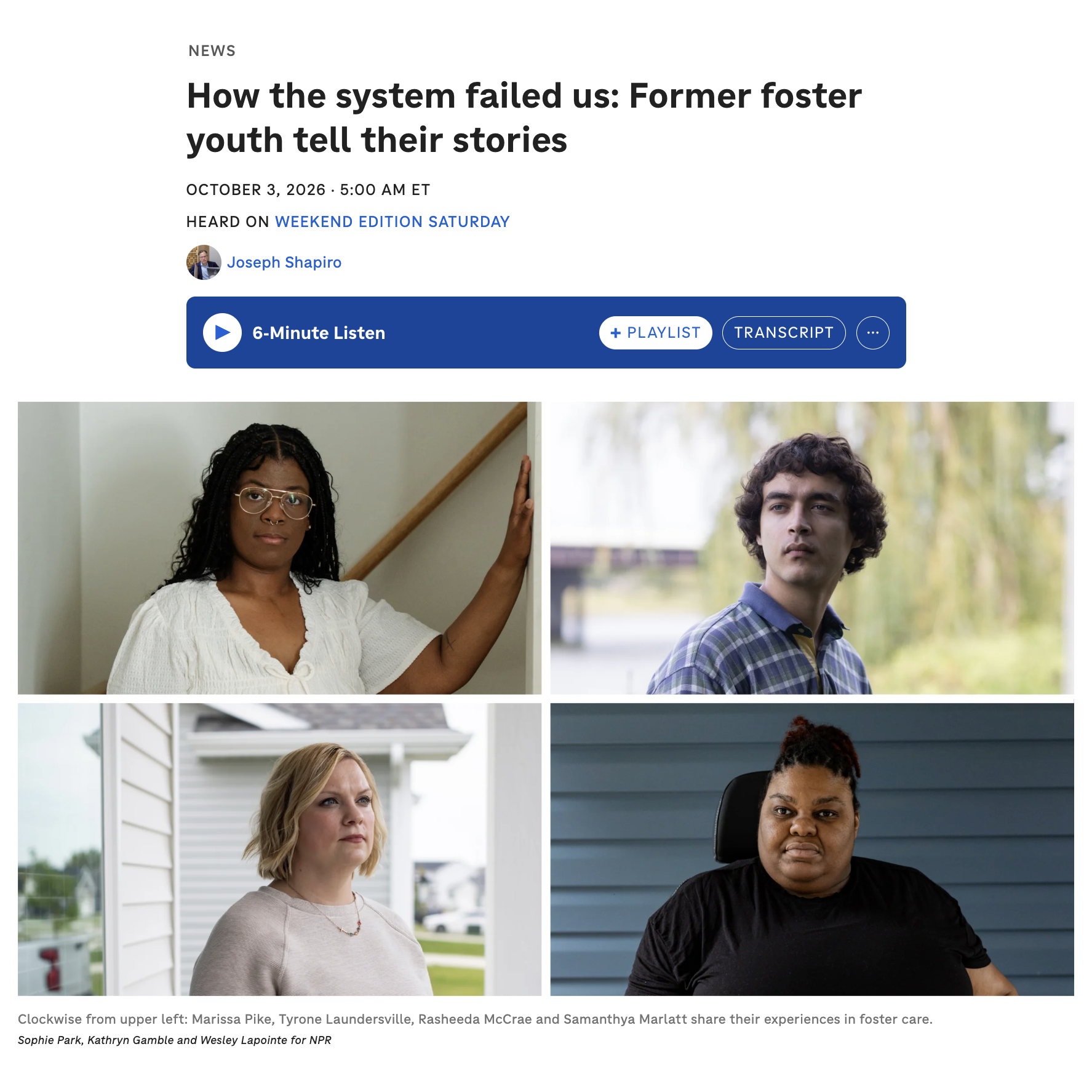   Photography: Sophie Park, Kathryn Gamble and Wesley Lapointe for NPR    Full story  
