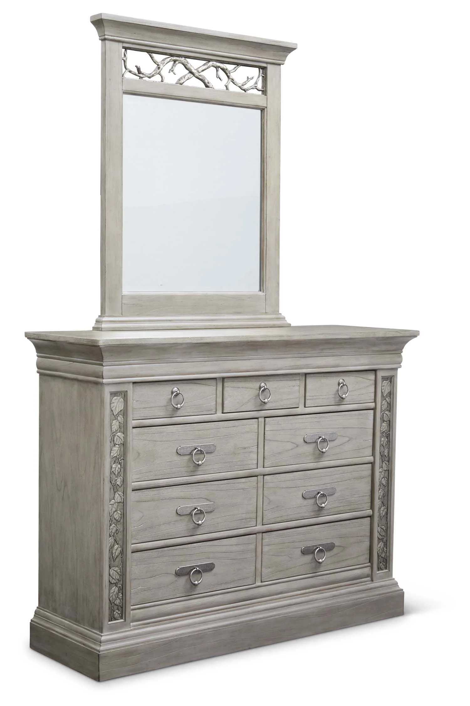 Aspen Master Dresser Item # DI-167107 Dimensions: 59 x 19.5 x 45.5"H Aspen Mirror for Master Dresser Item # DI-167108 Dimensions: 36.75 x 3 x 45"H
