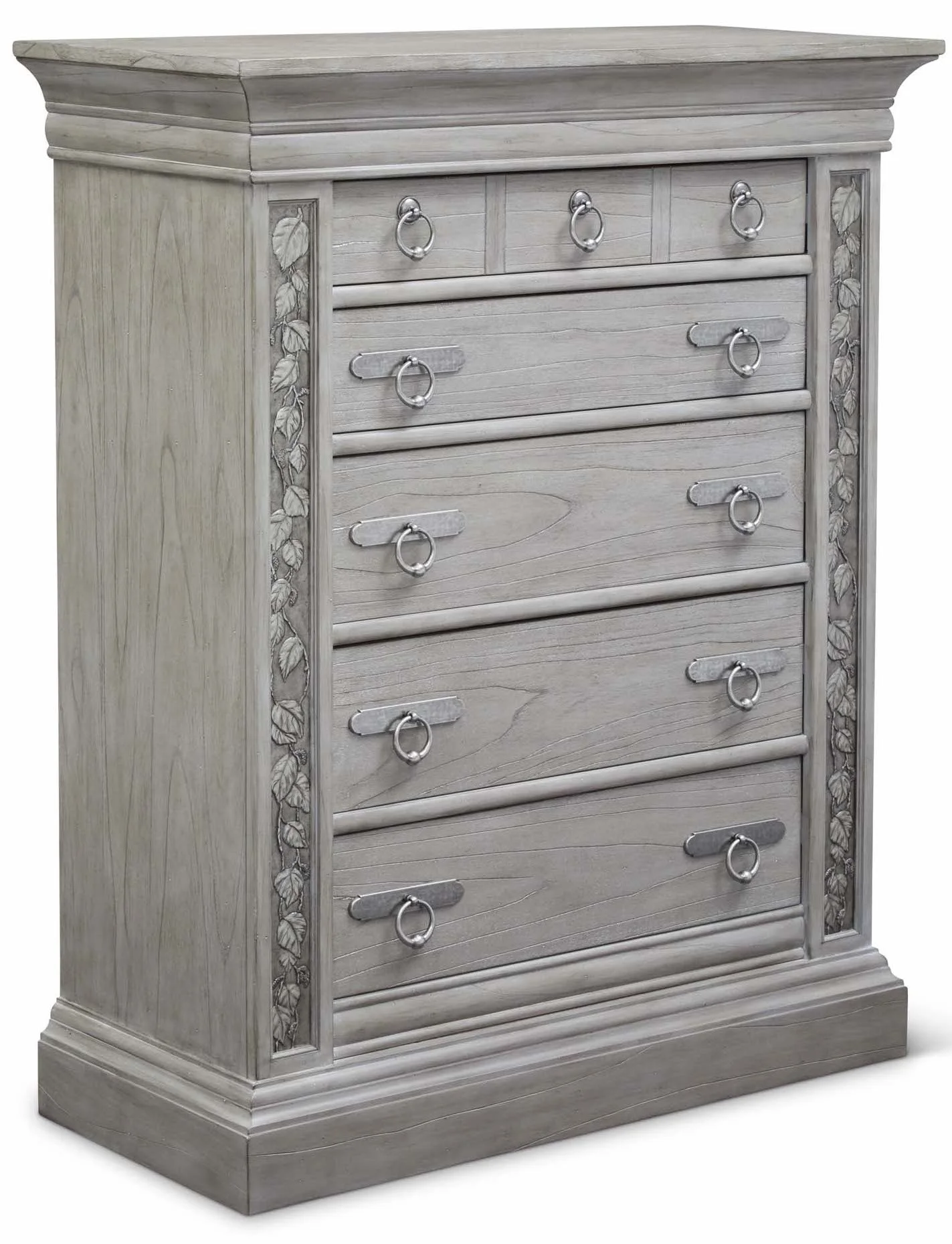Aspen 5 Drawer Chest Item # DI-167109 (G / LB / DB) Dimensions: 44 x 19.5 x 54.75"H