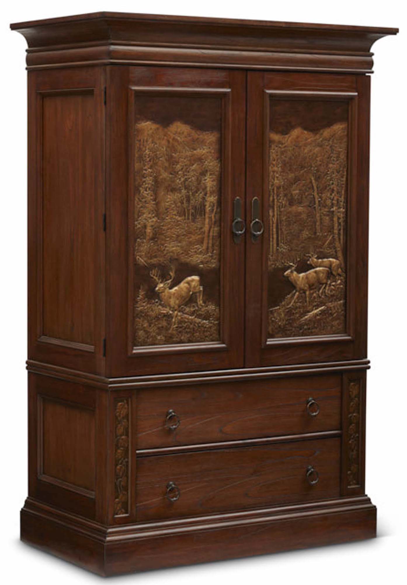 Aspen Armoire with Hidden Gun Cabinet Item # DI-167403 (G / LB / DB) Dimensions: 52 x 28.375 x 79-3/8”H