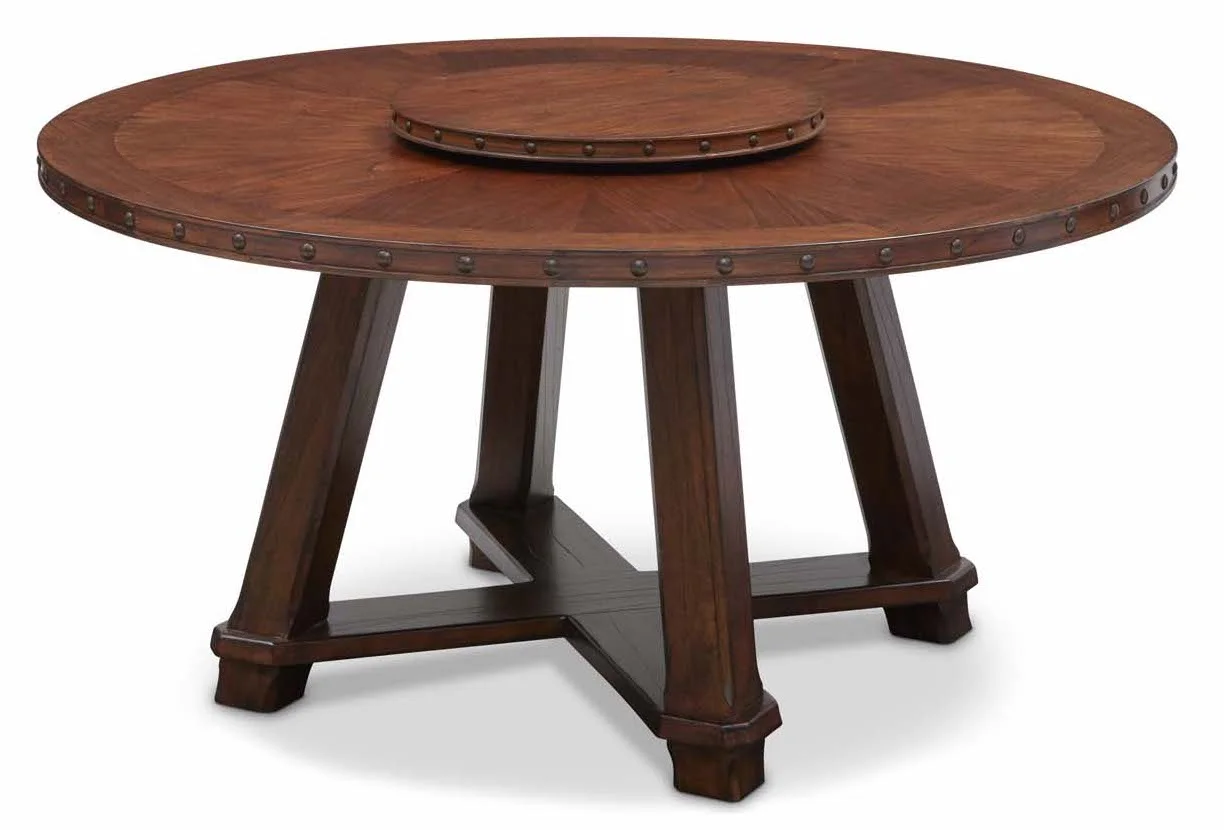 Aspen Round Dining Table Item # DI-167202 (G / LB / DB) Dimensions: 60D x 31.75H Aspen Lazy Susan Dark Brown Item# DI-167202LS (G / LB / DB) Dimensions: 23"D x 1.25"H