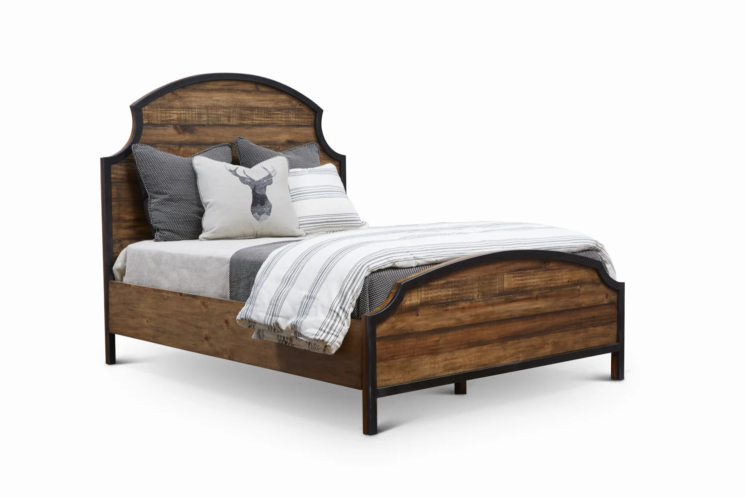 Urban Frontier Queen Bed Queen Headboard Item # DI-188102HB Dimensions: 64.5"W x 2"D x 62"H Queen Footboard Item # DI-188102FB Dimensions: 64.5"W x 2"D x 62"H Queen Side Rails Item # DI-188102SR Dimensions: 11"H x 2"T x 82"L Overall Assembled Queen Dimensions: 64.375"W x 86"D x 62"H