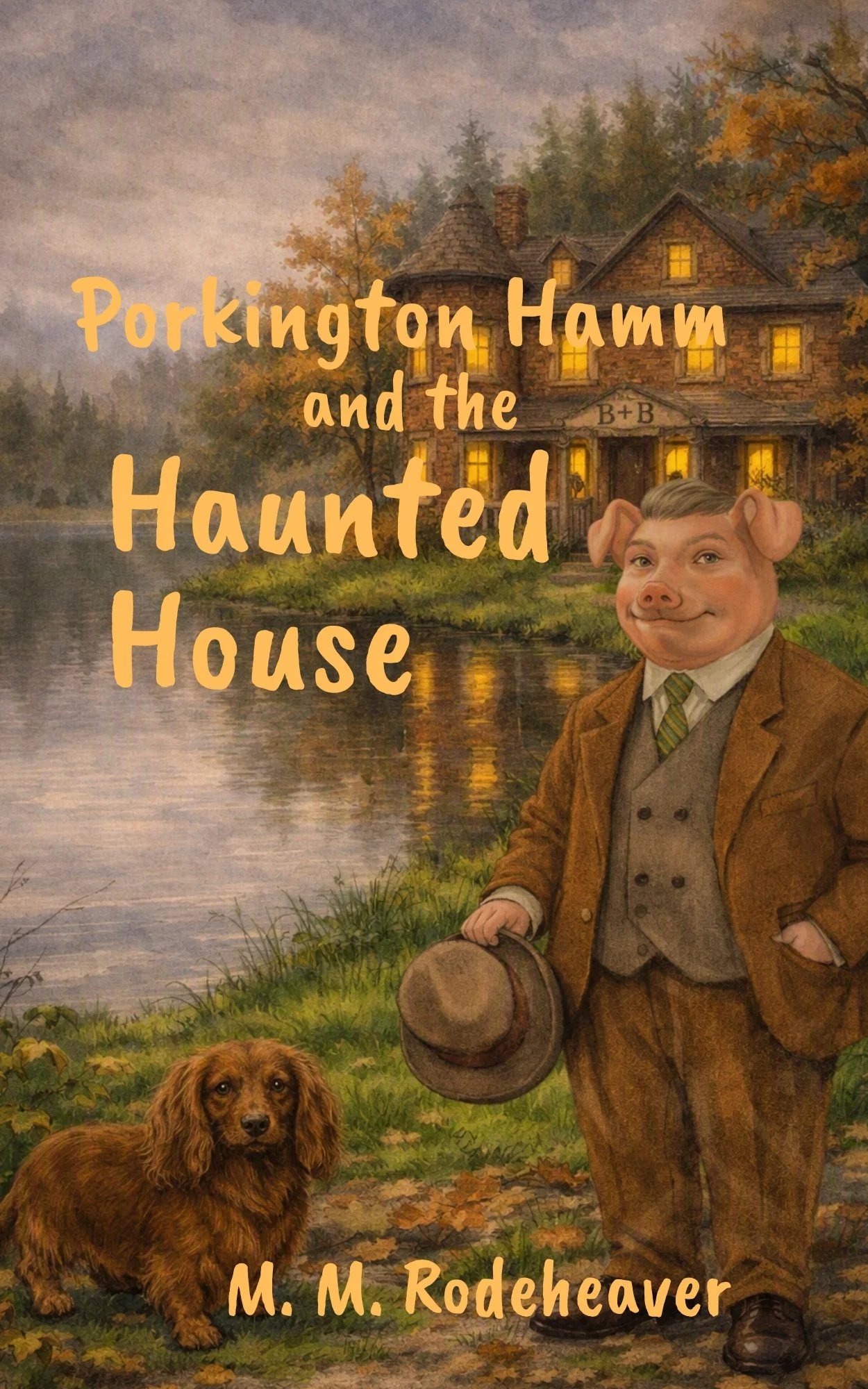Picture of Porkington standing in front of the haunted  Weaver House.