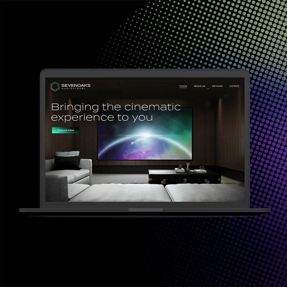 Sevenoaks Smart Homes &amp; Audiovisual - Brand Identity Design. 

Working collaboratively, Sevenoaks AV &amp; SH design and install modern audio and visual systems. 2/3