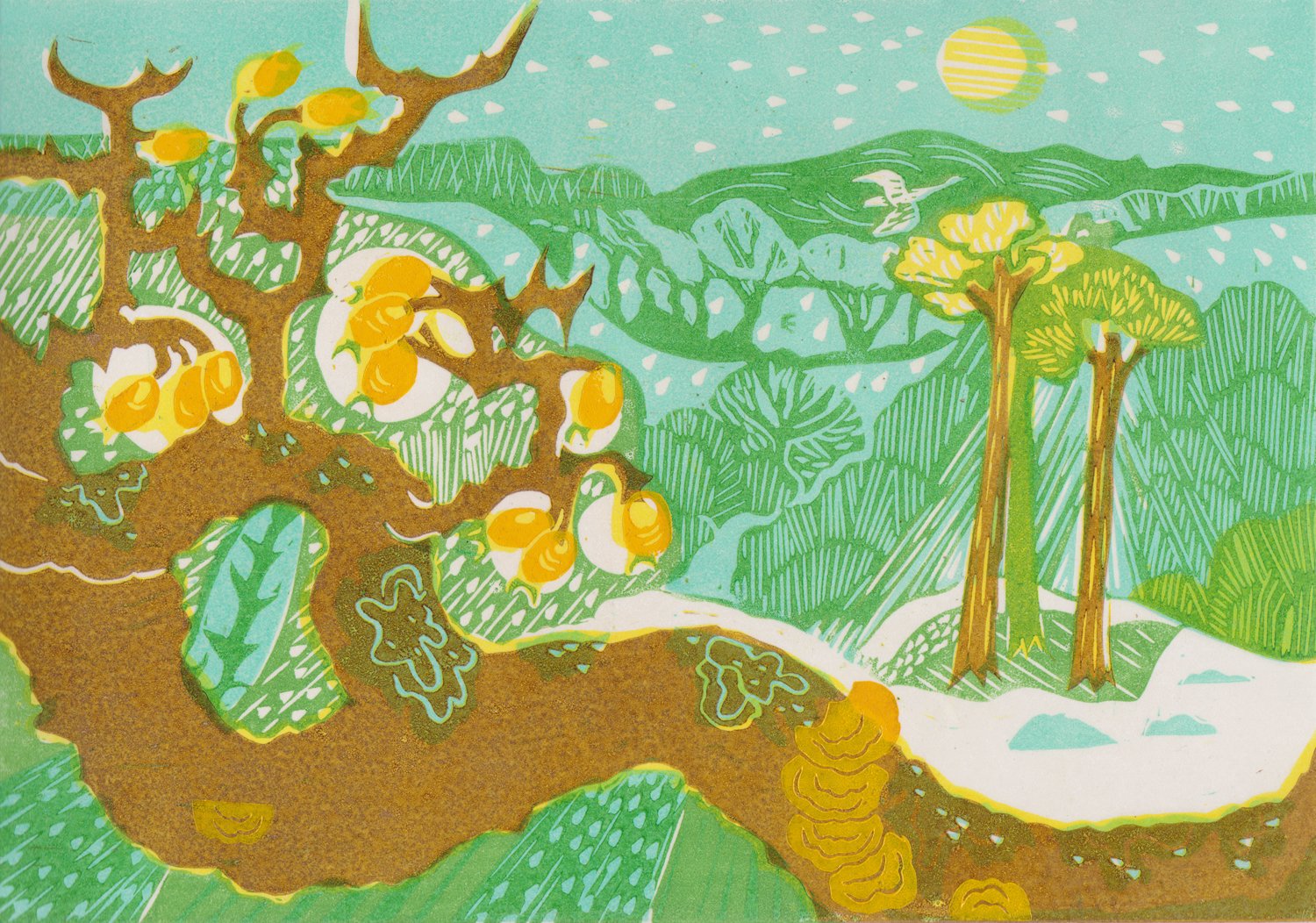 ‘Looking Through’ size 30x20cm, Linocut 2019