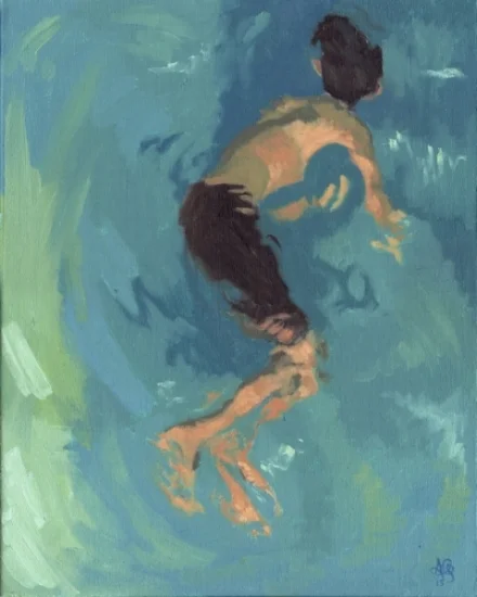 Swimmer (teal) . Oil on canvas, 24 in. x 18in. (SOLD)