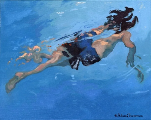 Swimmer (split). Oil on canvas, 16 in. x 20 in. (SOLD)