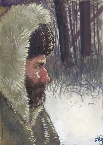 Illustration for Jack London's White Fang. Little Fox. Gouache on paper. 