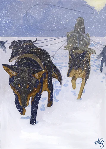 Illustration for Jack London's White Fang. Little Fox. Gouache on paper. 