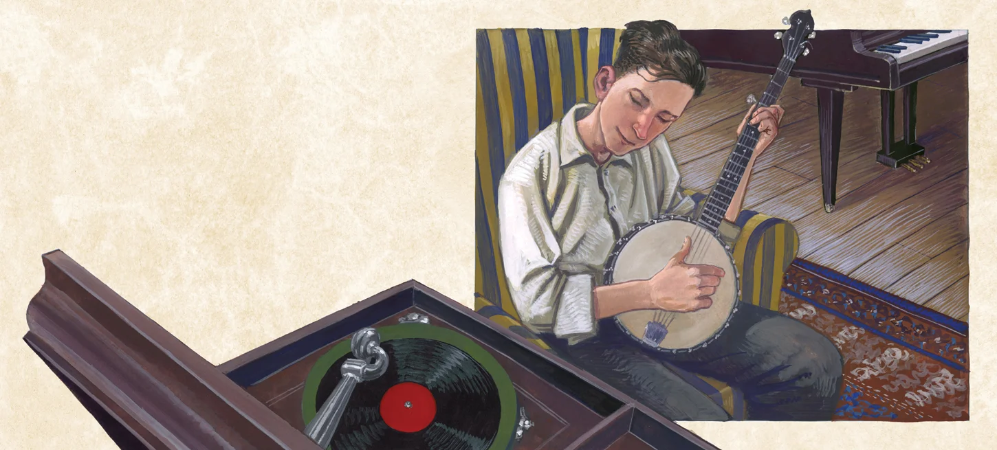 Stand Up and Sing , by Susanna Reich. Bloomsbury. Gouache, oil on paper, digital.