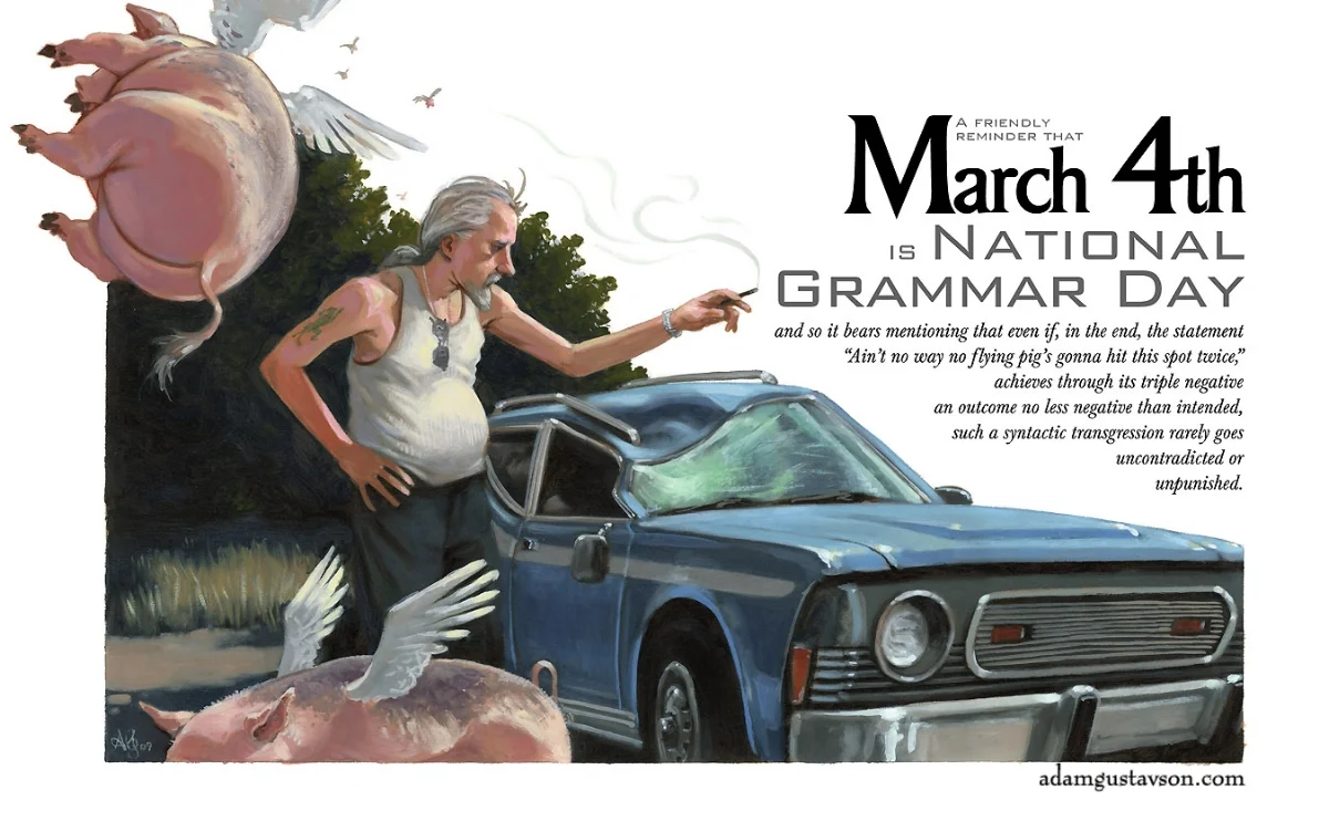 National Grammar Day. Oil on paper. 