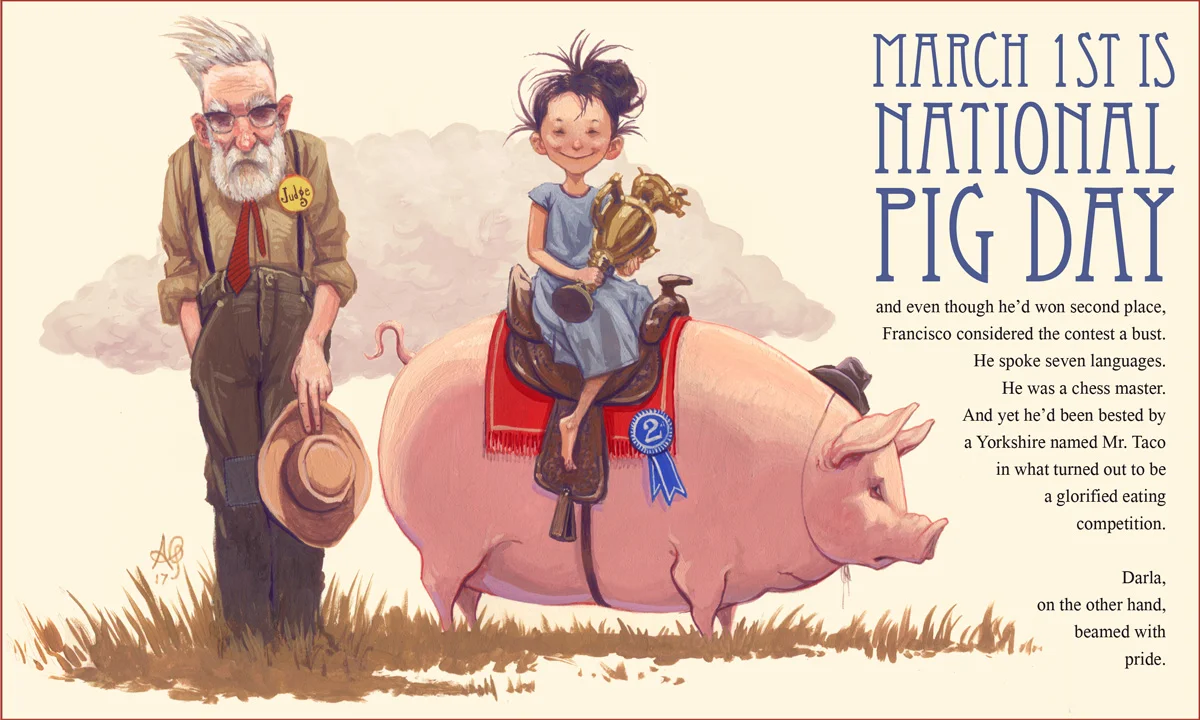 National Pig Day . Casein, gouache, digital.