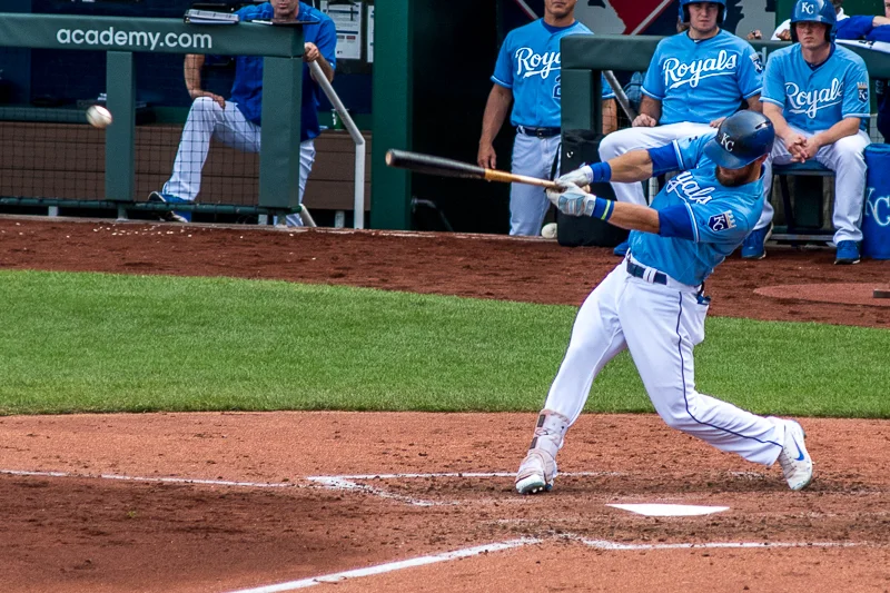 I the bottom of the second inning, Alex Gordon hit this soft liner to first base. I love his defense, but wish that his offense could be more consistent.
