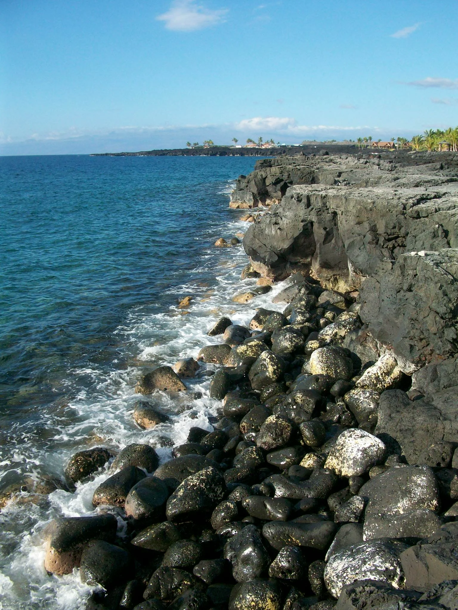 This is what it looks like when lava hits the sea. It creates an amazing coastline!