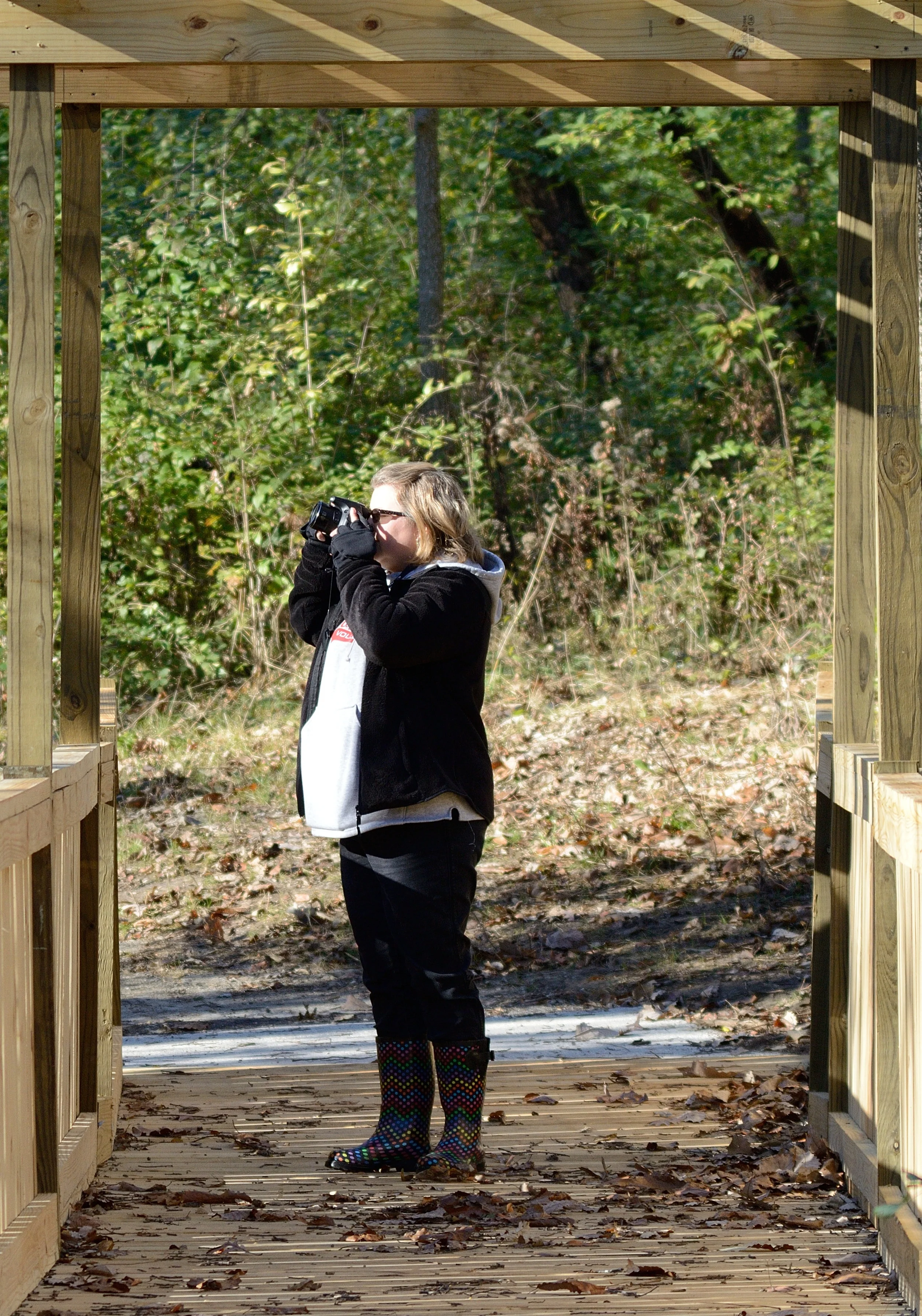 Whenever I start a new hobby, Sandy is quick to take an interest as well. She is so supportive, and very stylish in her polka-dot boots! I love my "birding buddy!"