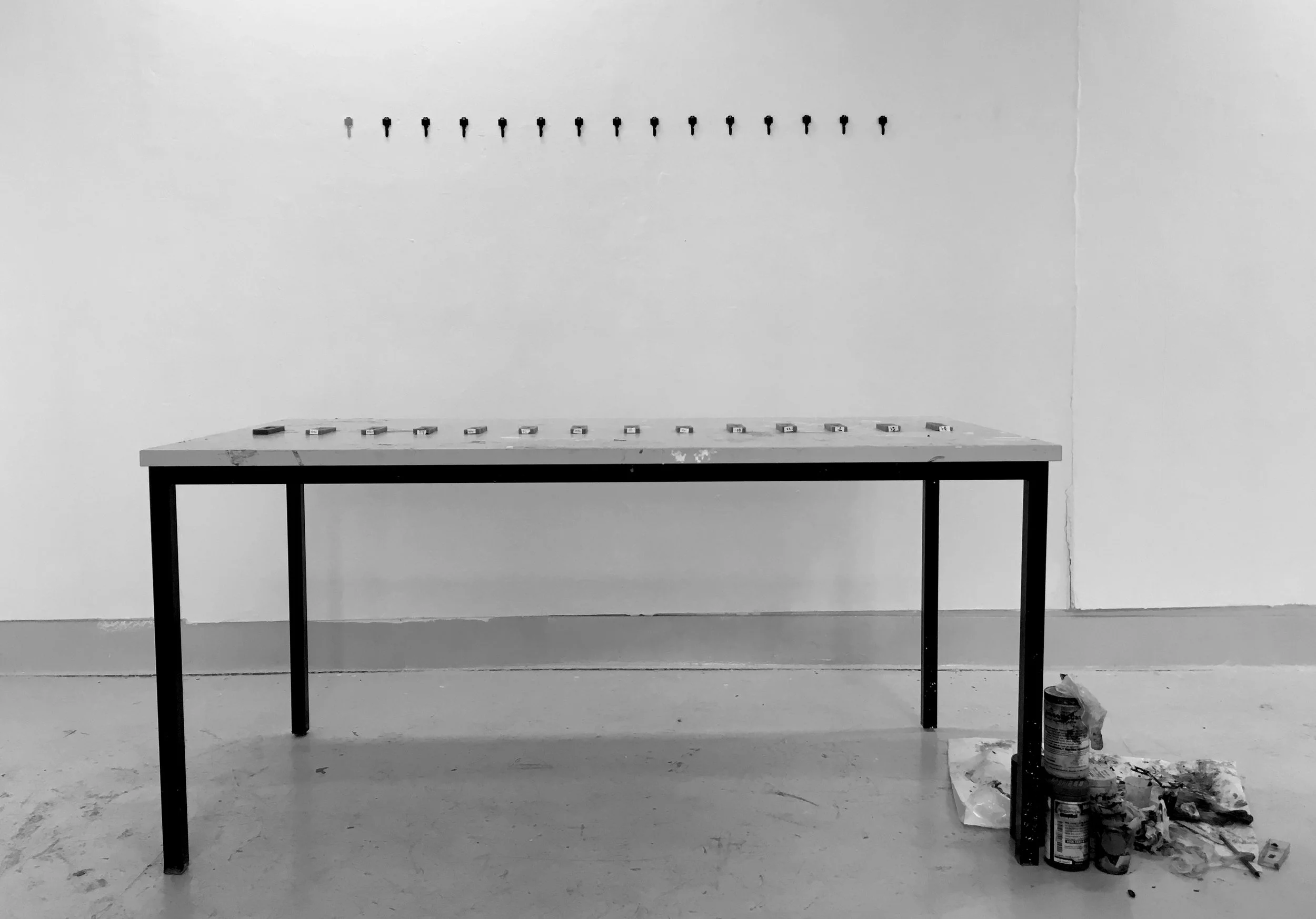 Keys Key, plastic, silicon, glove, table, wood. 2016