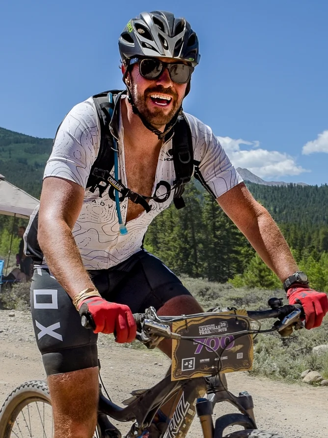 At mile 60 of the Leadville 100 mountain bike race…all smiles!