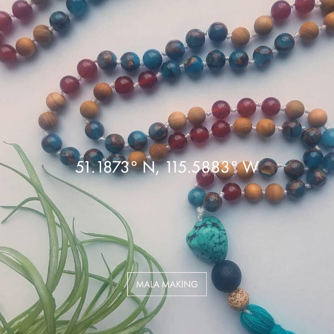 Reason number 7 to join us in Banff:⁠
Mala making with the founder of @malasfortatas⁠
⁠
We provide all the supplies. You choose your mala kit, set your intention, and get beading! Once the mala is strung, you&rsquo;ll give your mala a name, then have
