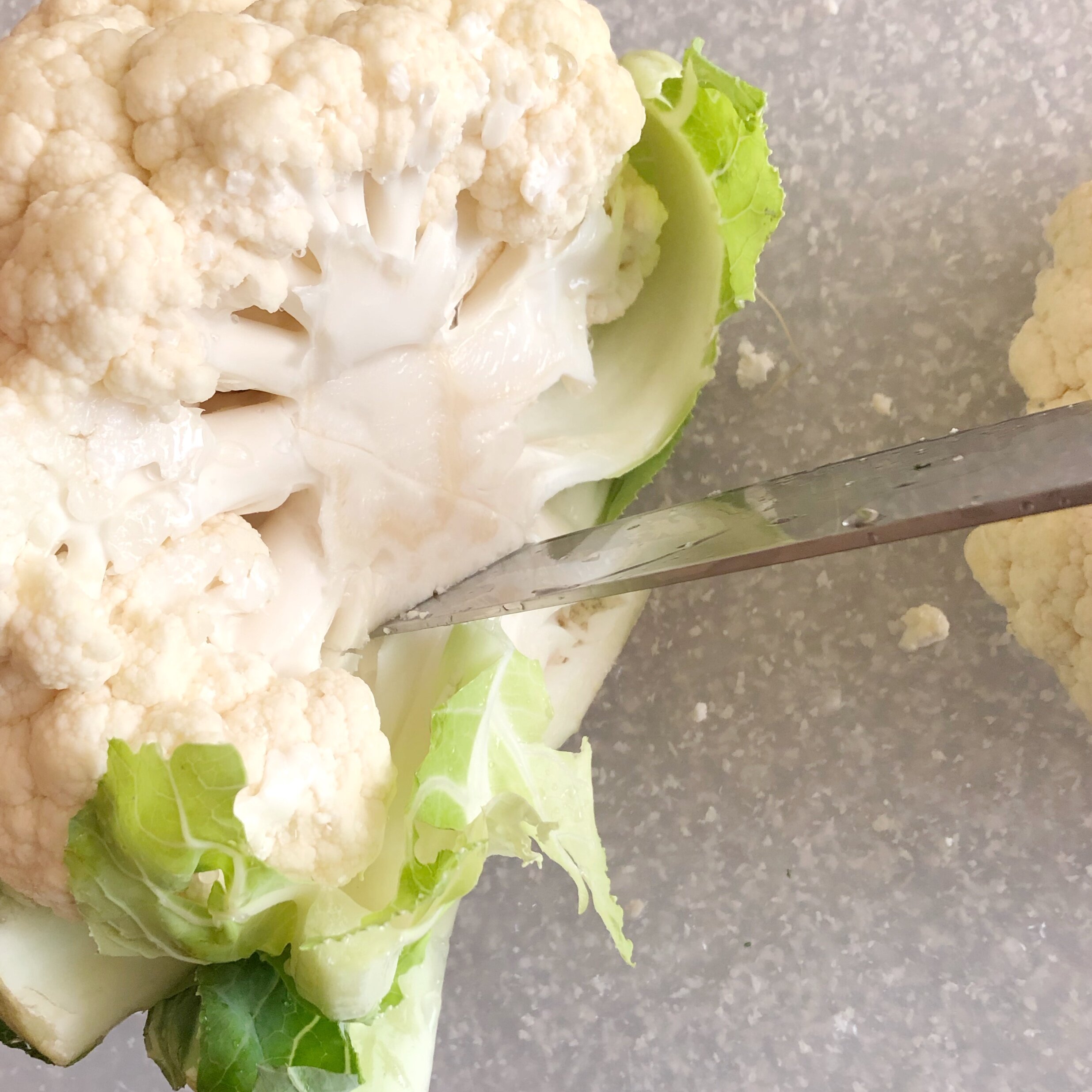 Remove the core of the cauliflower before boiling.