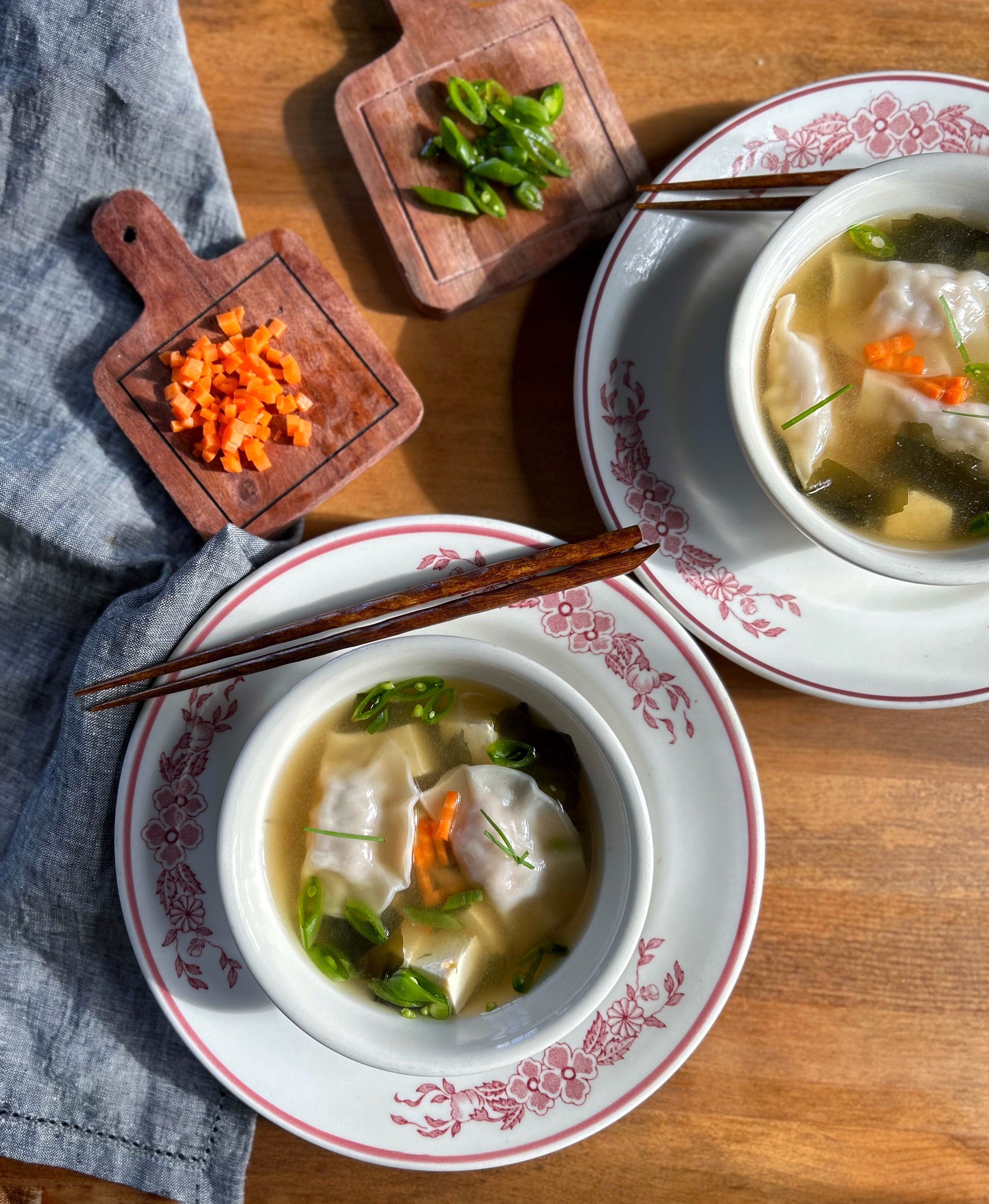 Vegetable Wonton Miso Soup