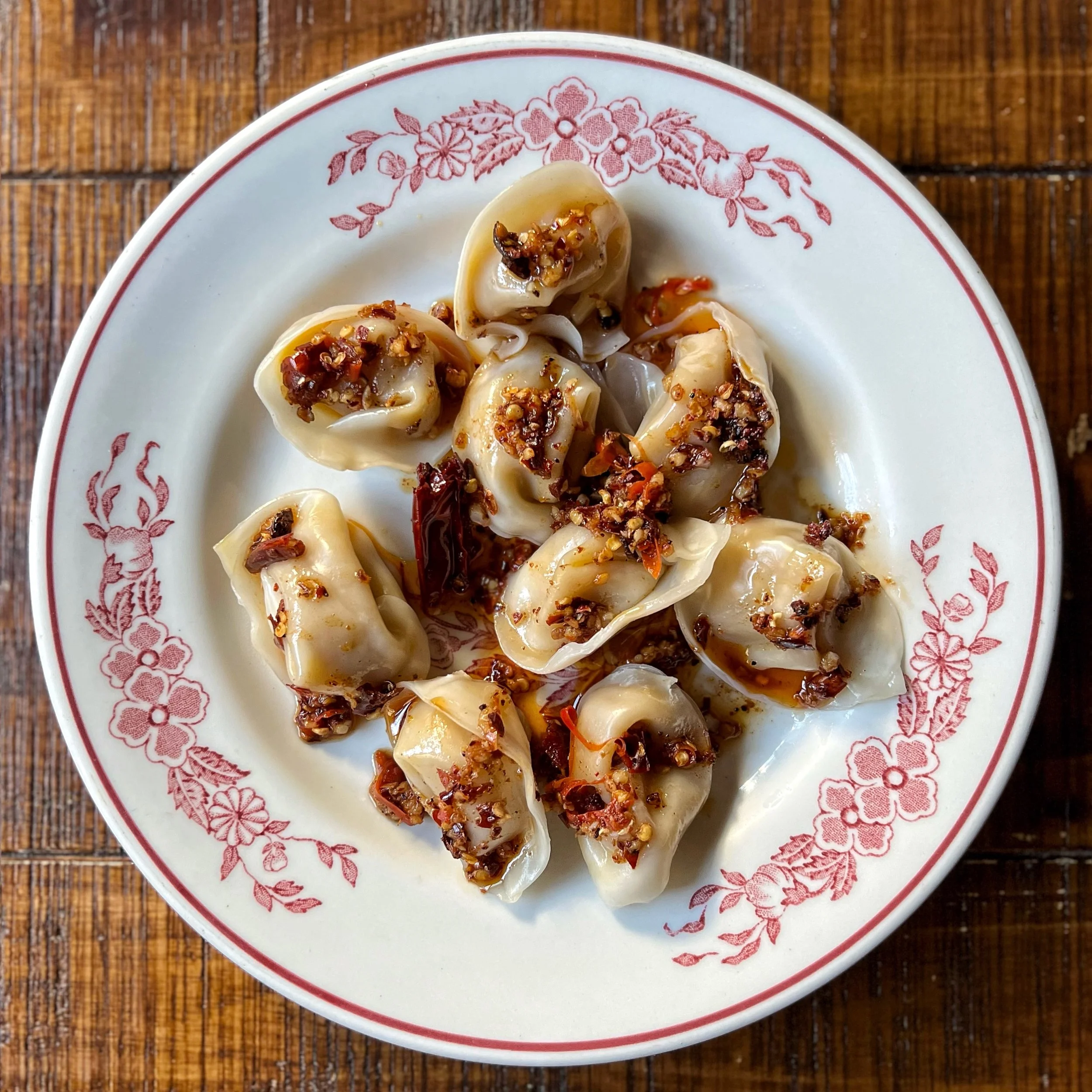 Pumpkin Wontons with Sichuan Chili Oil