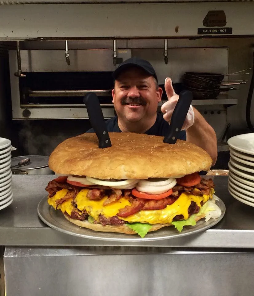 TEN POUND MONSTER BURGER EAT IN UNDER ONE HOUR AND IT'S FREE + YOU GET $100
