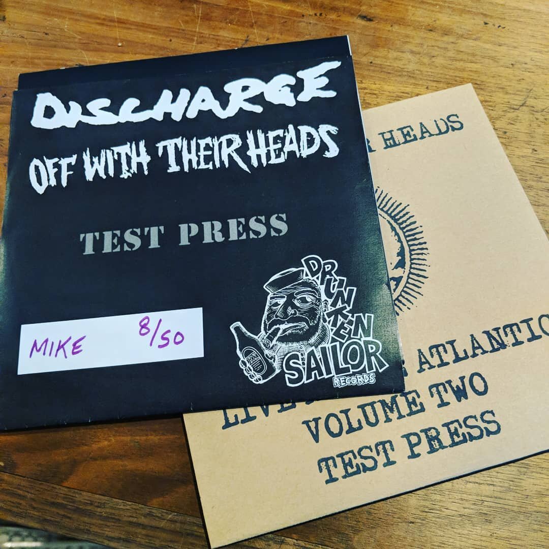 Two super cool Off With Their Heads' tests.. discharge split (limited and numbered 8/50, alt cover, sold to someone named Mike).. Live at the Atlantic Vol.2 (test press, alt cover, limited). In-store now.. #vinyl #vinylnerd &nbsp;#vinylporn #nowplayi
