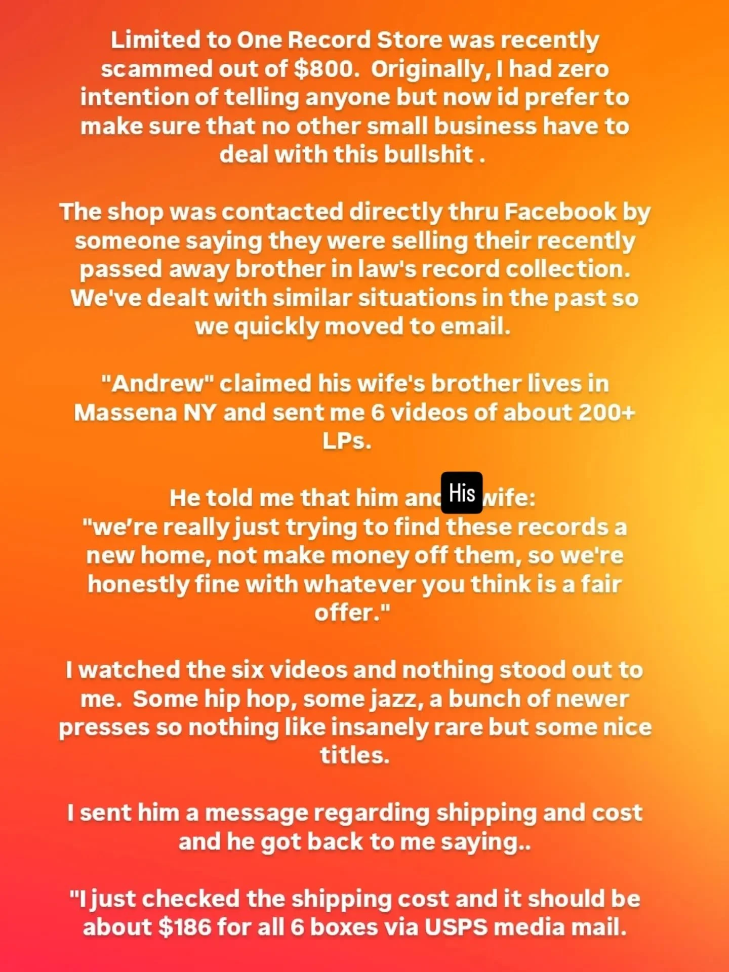 A message to small businesses / record stores out there .. 

Be careful and keep an eye out for this very specific scam. 

Also, maybe this is on me for being a tad bit too trusting but it still hurts. 

And so heartbroken about @zellepay 's decision