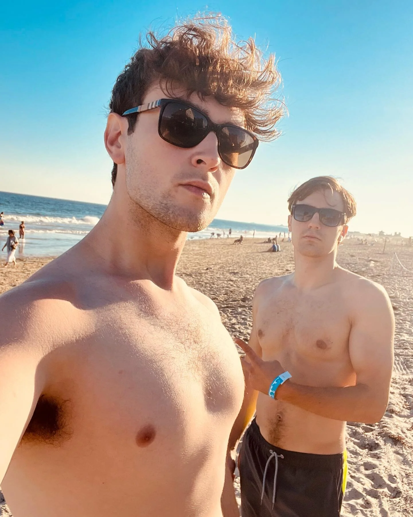 Bros being bros. Shirtless edition.