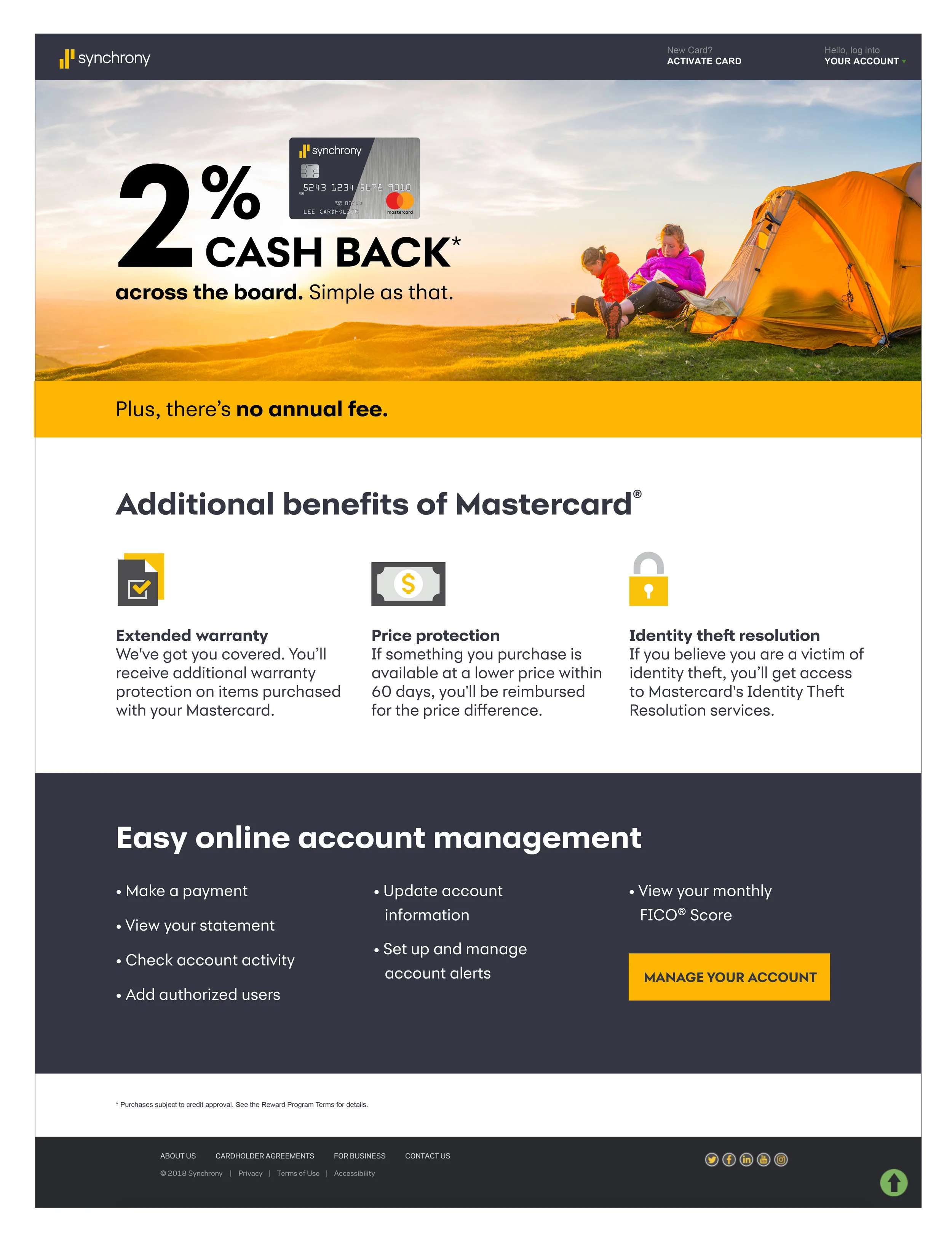 Landing page for Mastercard 